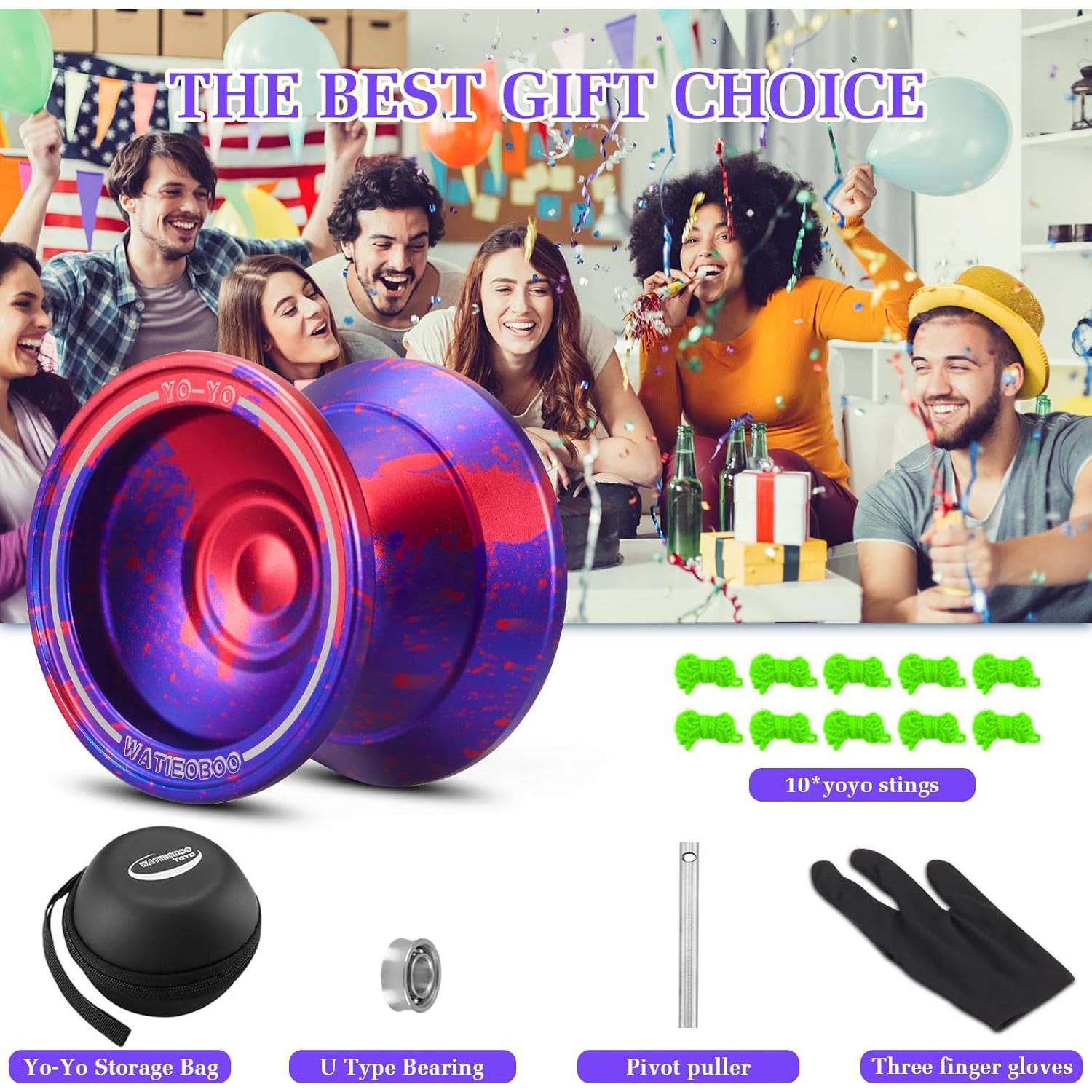 Yoyo WATIEOBOO Profesional Doble Función 68g Rojo Púrpura