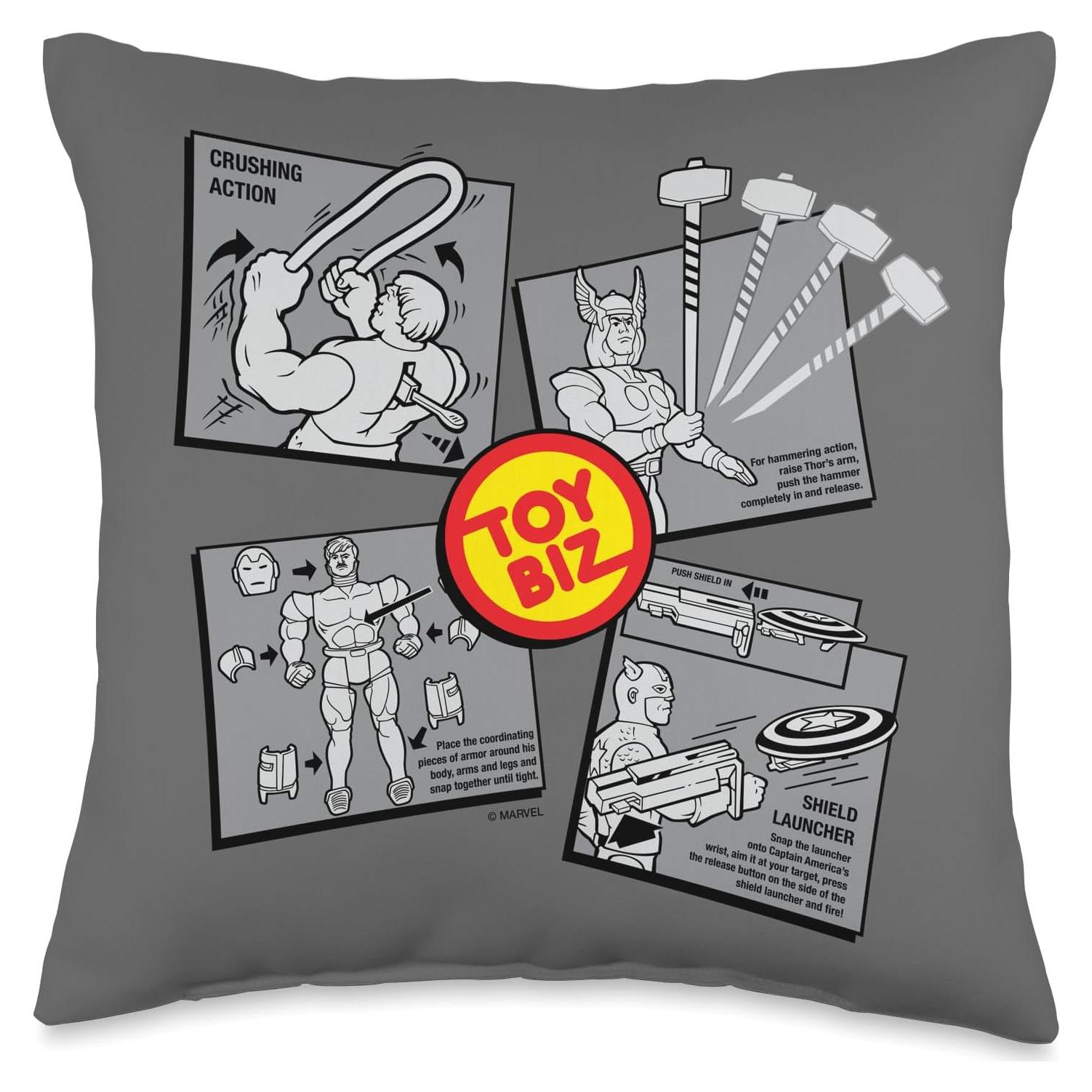 Cojín Retro Marvel Toy Biz 40x40 cm Hulk Thor Iron Man