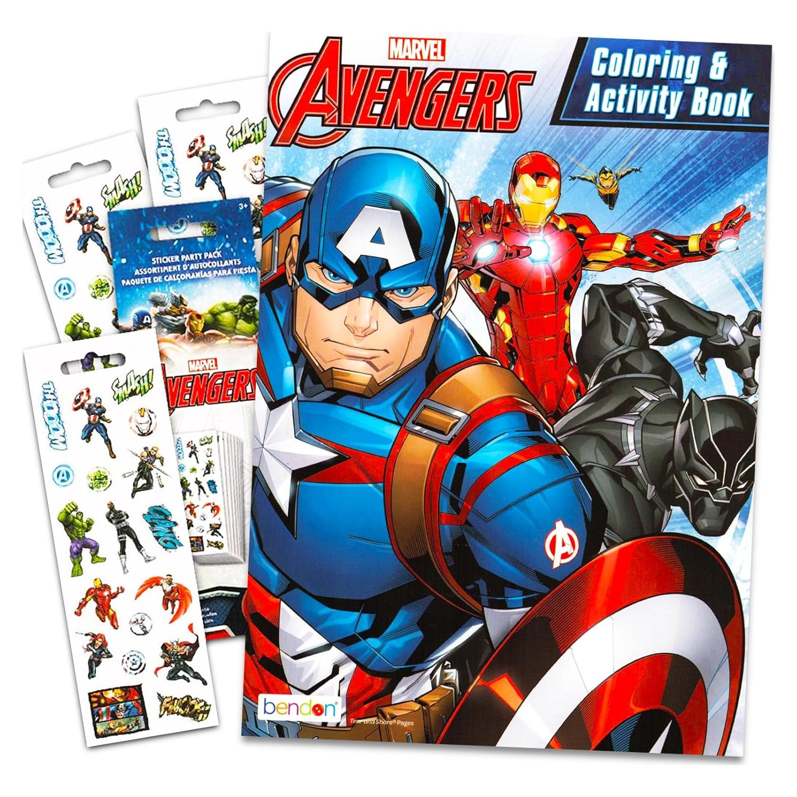 Libro para Colorear Marvel Avengers con Stickers 25 Páginas