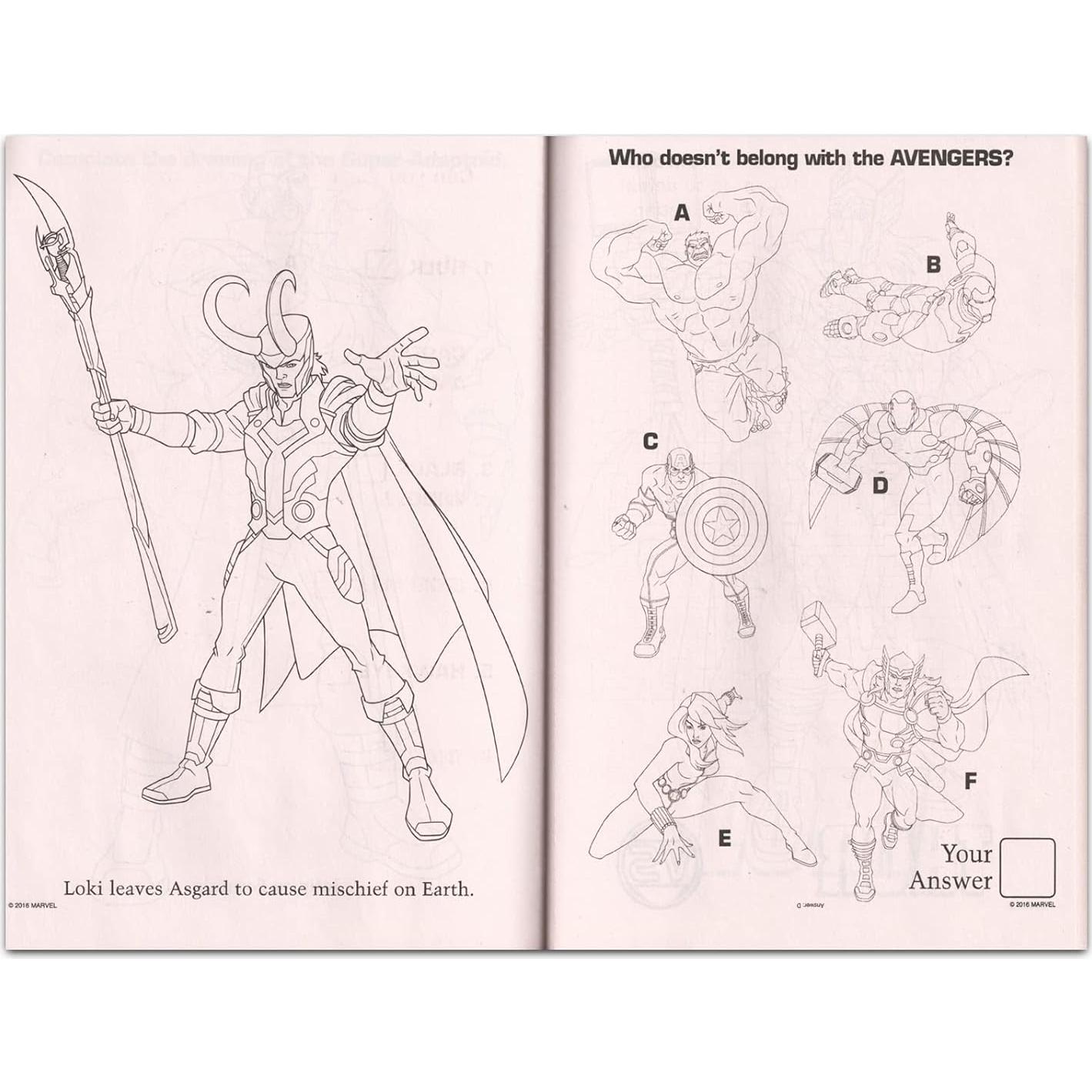 Libro para Colorear Marvel Avengers con Stickers 25 Páginas