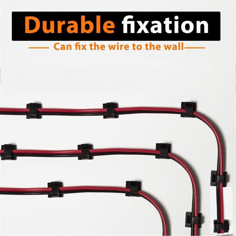 50 Clips de Cable Adhesivos WIIBROOK para Organización - Negro