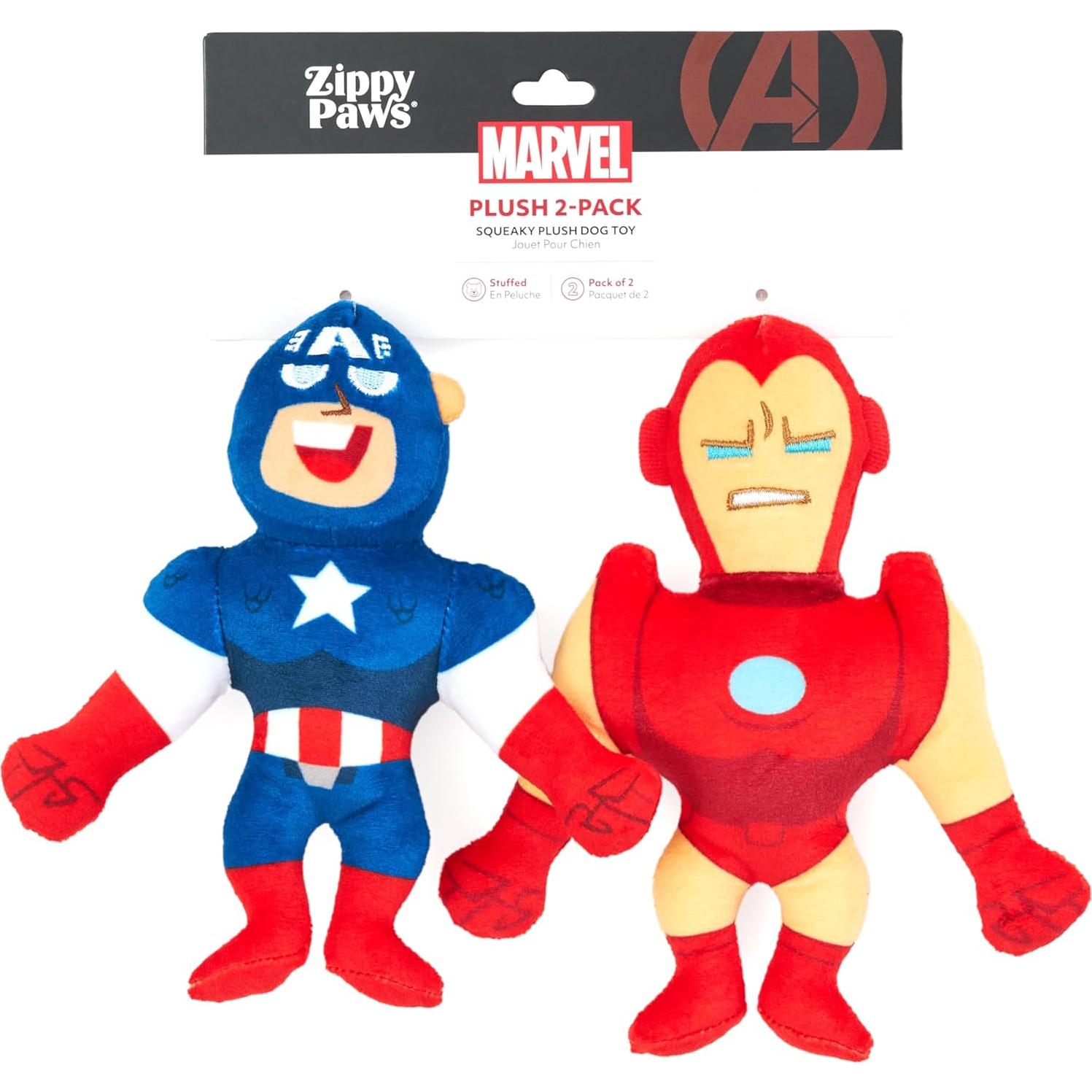 Juguetes de Peluche para Perros ZippyPaws Marvel - Capitán América e Iron Man