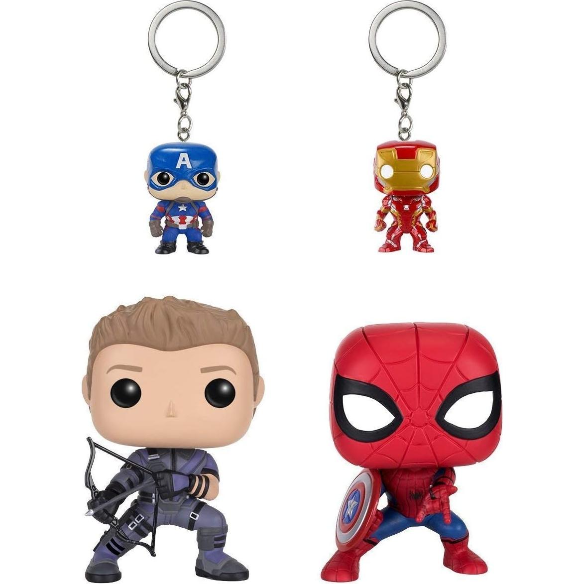 Funko POP Marvel Guerra Civil Paquete 4 Figuras y Llaveros