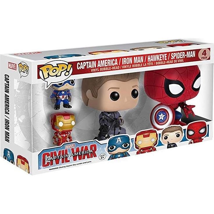 Funko POP Marvel Guerra Civil Paquete 4 Figuras y Llaveros