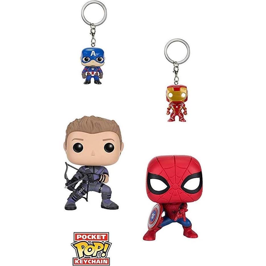Funko POP Marvel Guerra Civil Paquete 4 Figuras y Llaveros