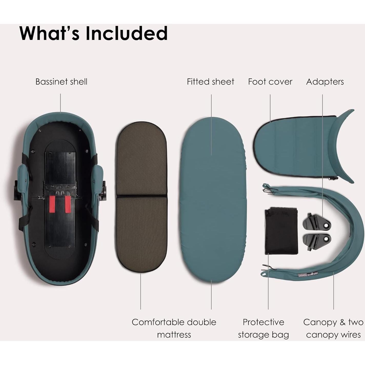 Cuna Babyzen YOYO 0+ Aqua con colchón y toldo ventilado