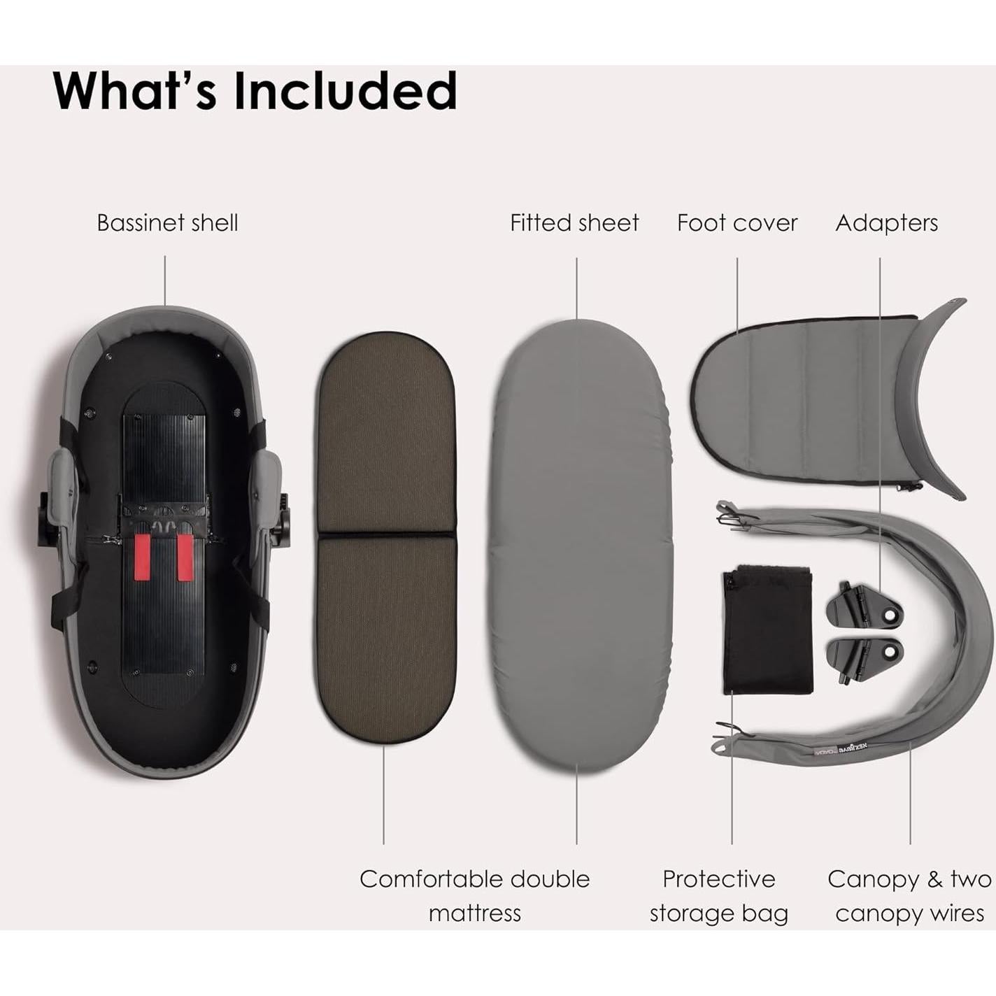 Cuna Babyzen YOYO 0+ Gris - Colchón Doble y Capota UV