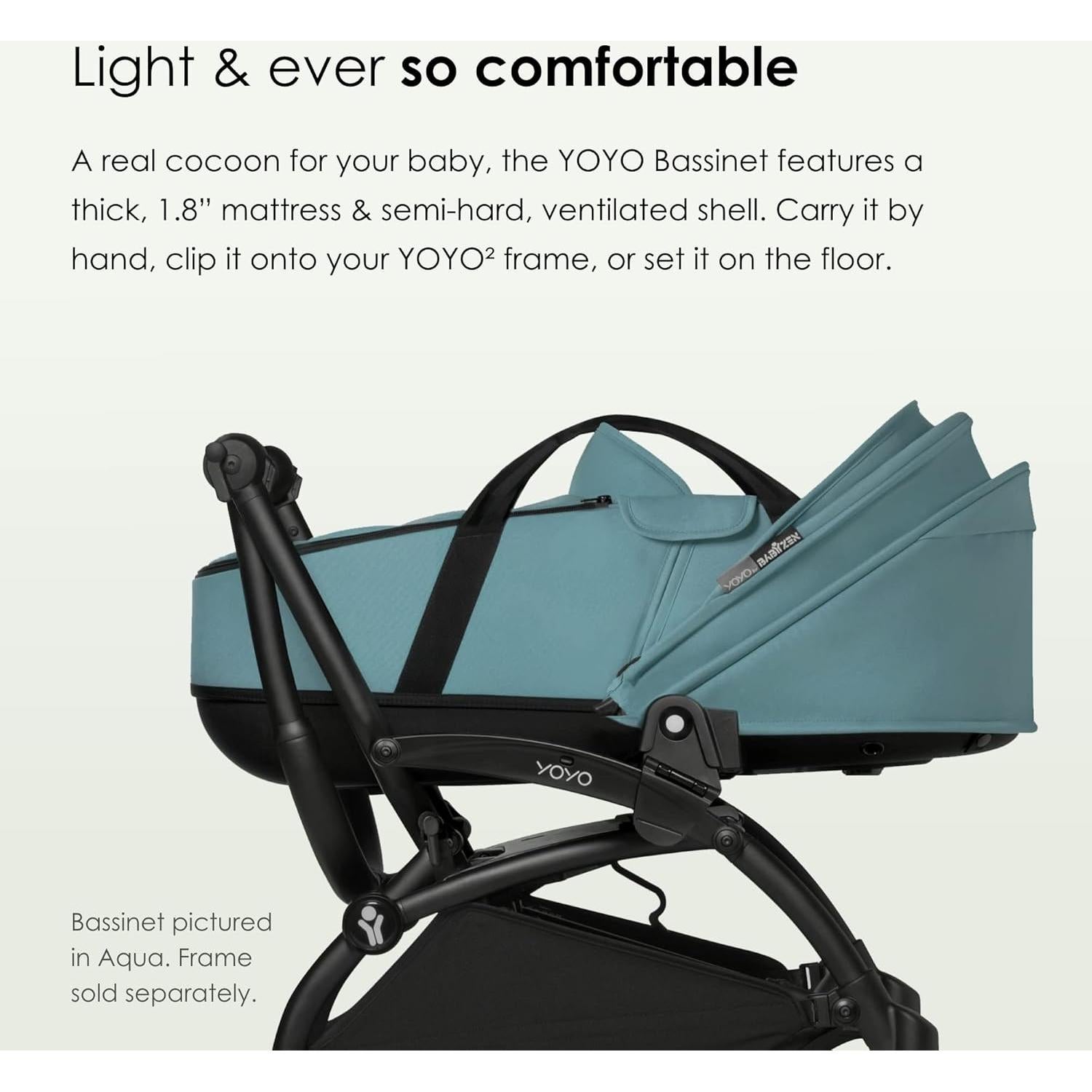 Cuna Babyzen YOYO 0+ Gris - Colchón Doble y Capota UV