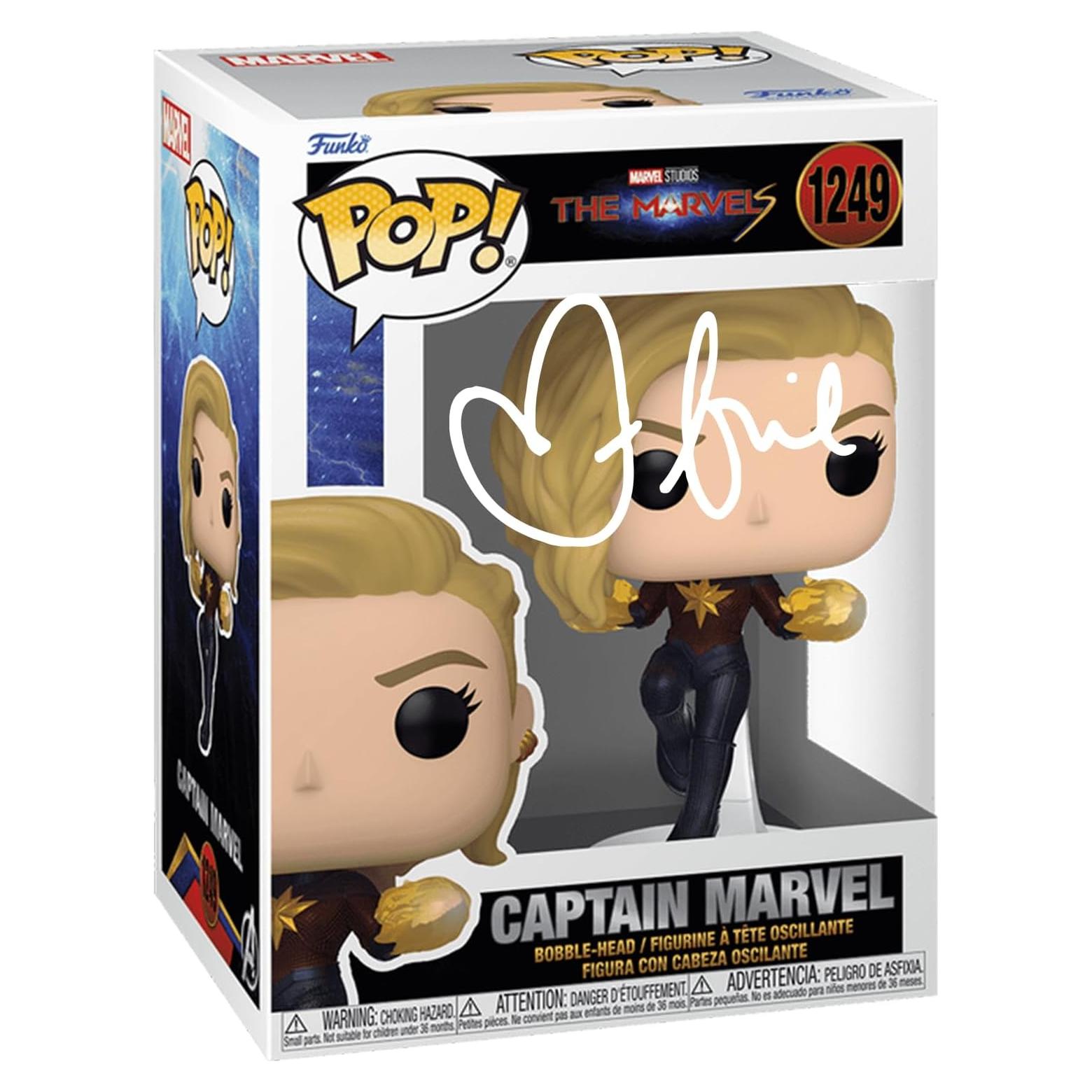 Funko Pop Brie Larson Capitán Marvel Autografiado Facsímil