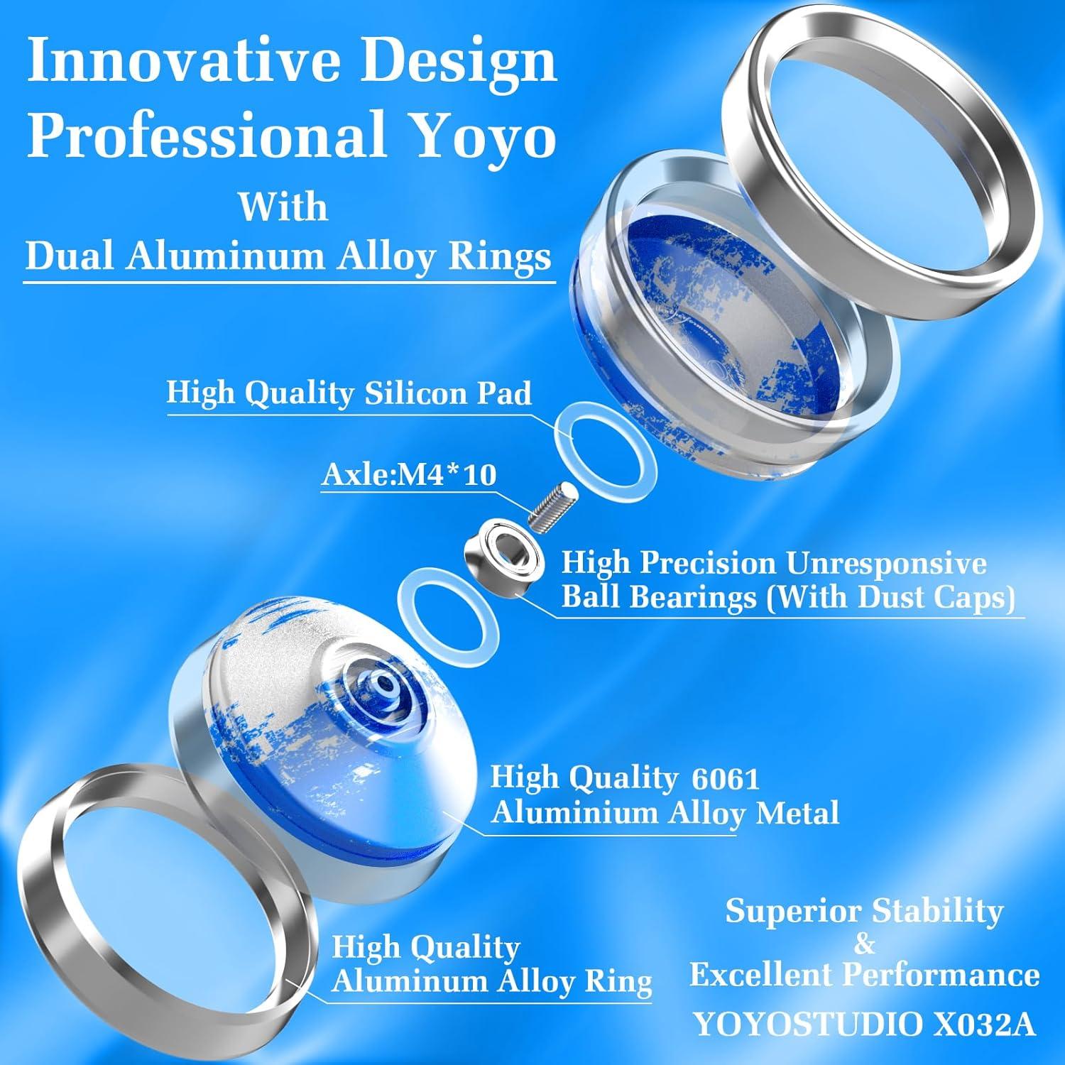Yoyo Profesional YOYOSTUDIO X032A Azul y Plata para Trucos