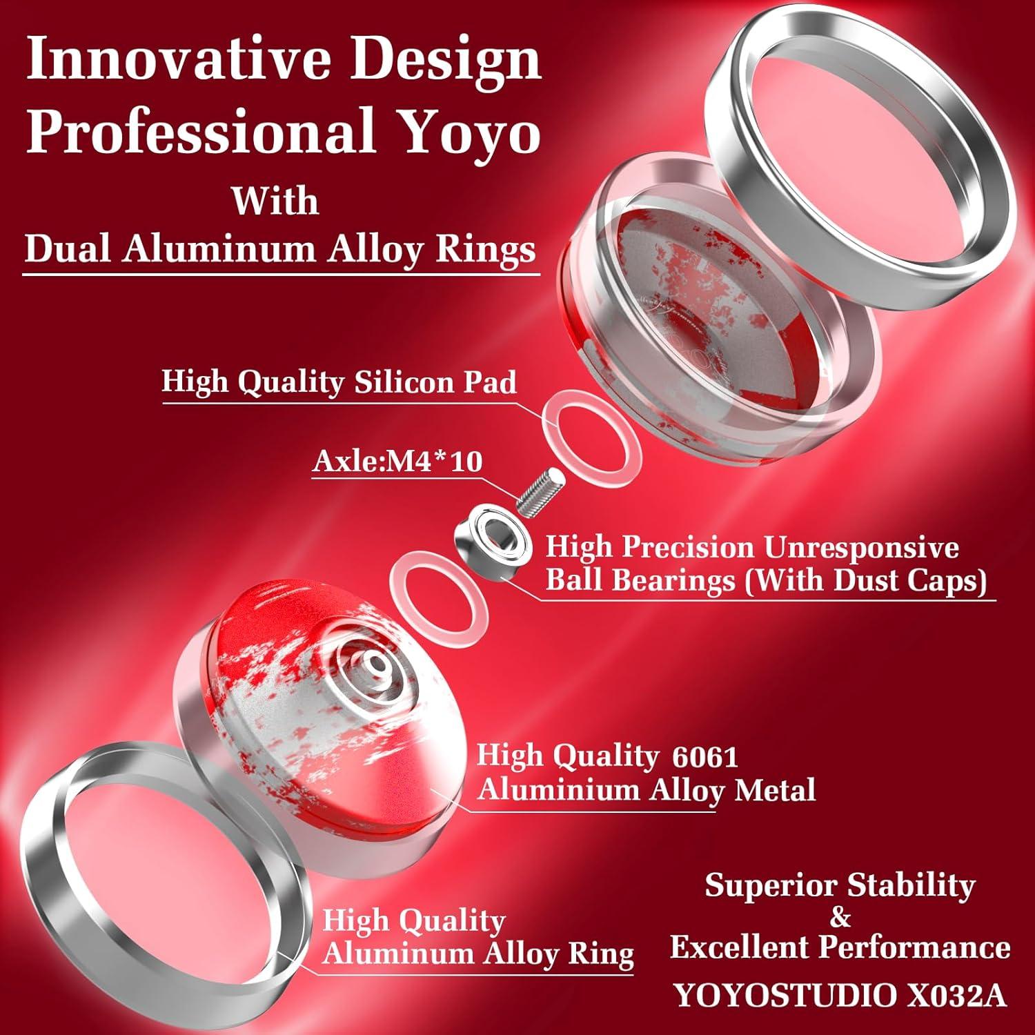 Yoyo Profesional YOYOSTUDIO X032A Rojo y Plata para Trucos