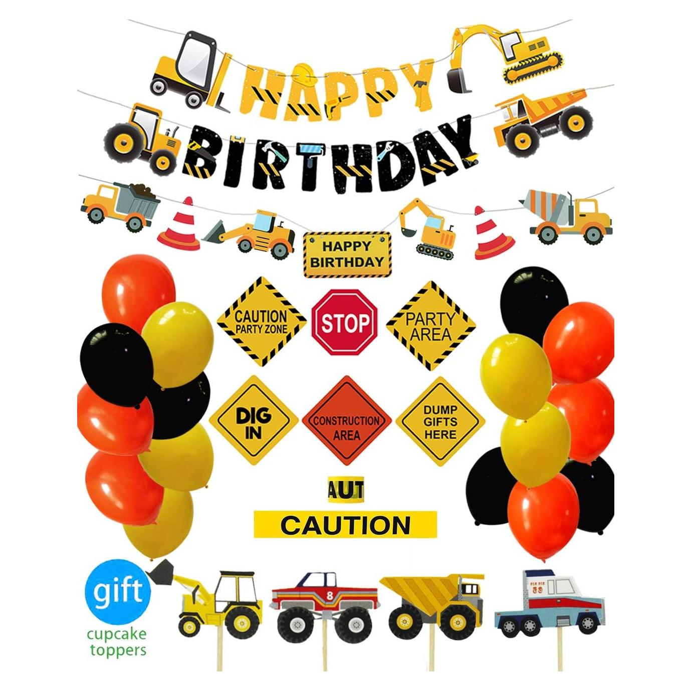 Kit de Decoración de Fiesta de Cumpleaños Construcción 51 Piezas