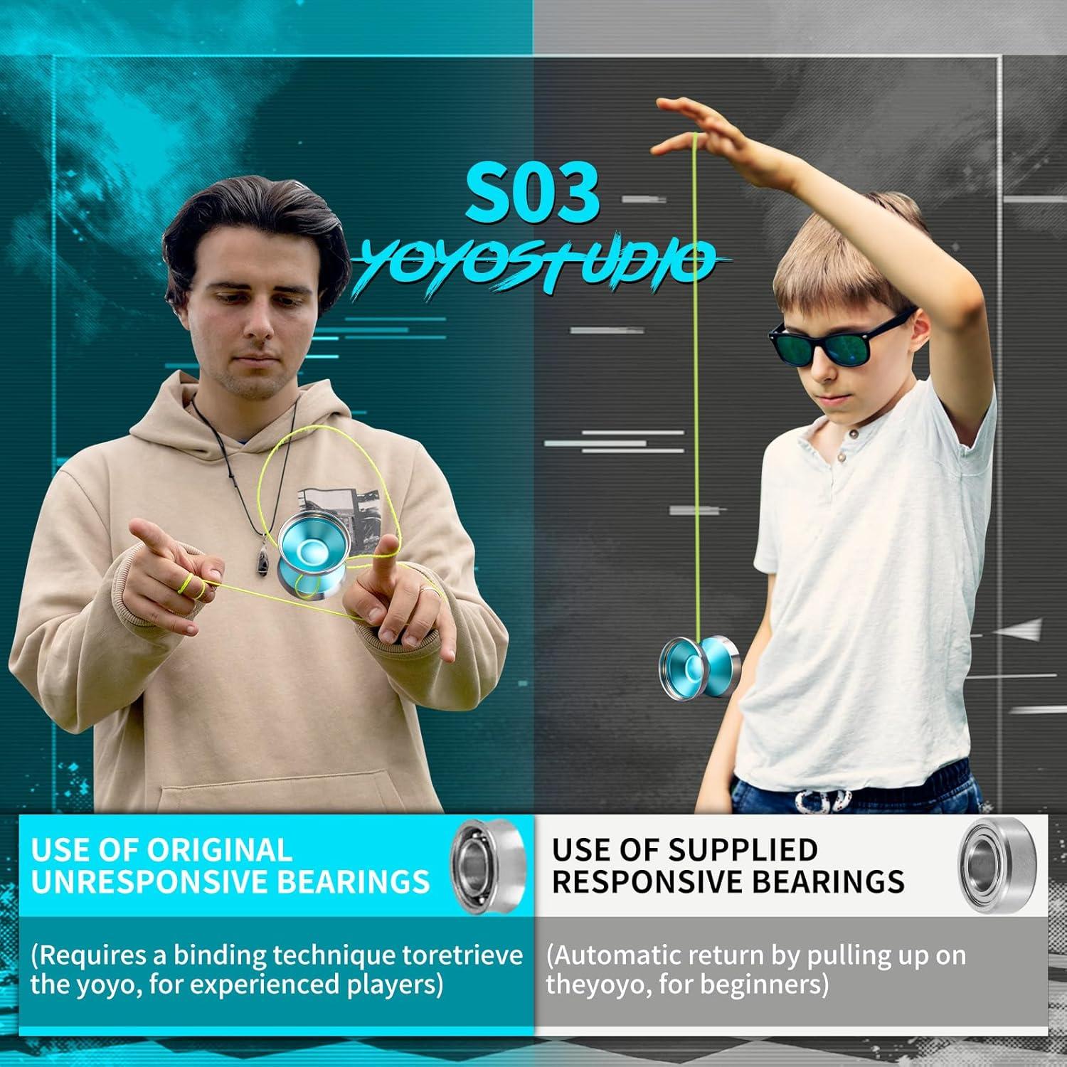 Yoyo Bi-Metal YOYOSTUDIO S03 Azul Plata Profesional