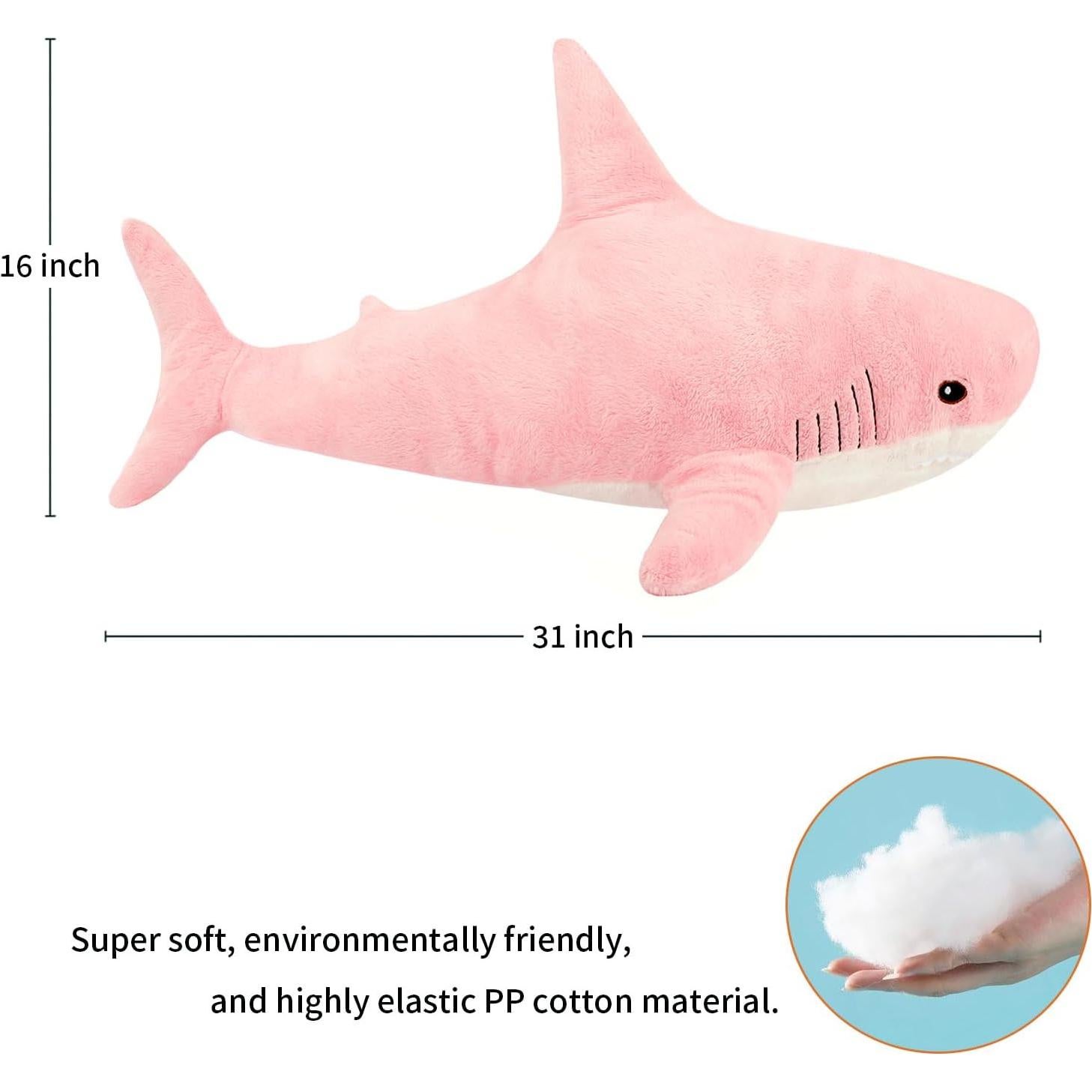 MUPI Juguete de Peluche Tiburón Rosa 78.74 cm Suave