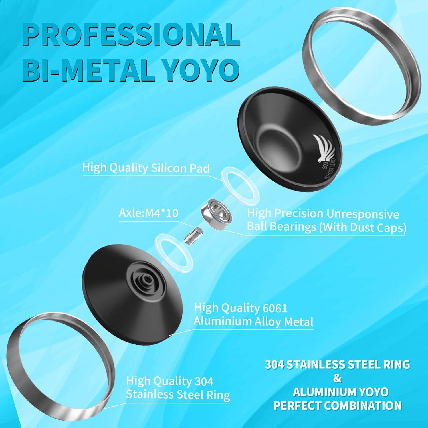 Yoyo Profesional Bi-Metal YOYOSTUDIO S03 Negro Plata