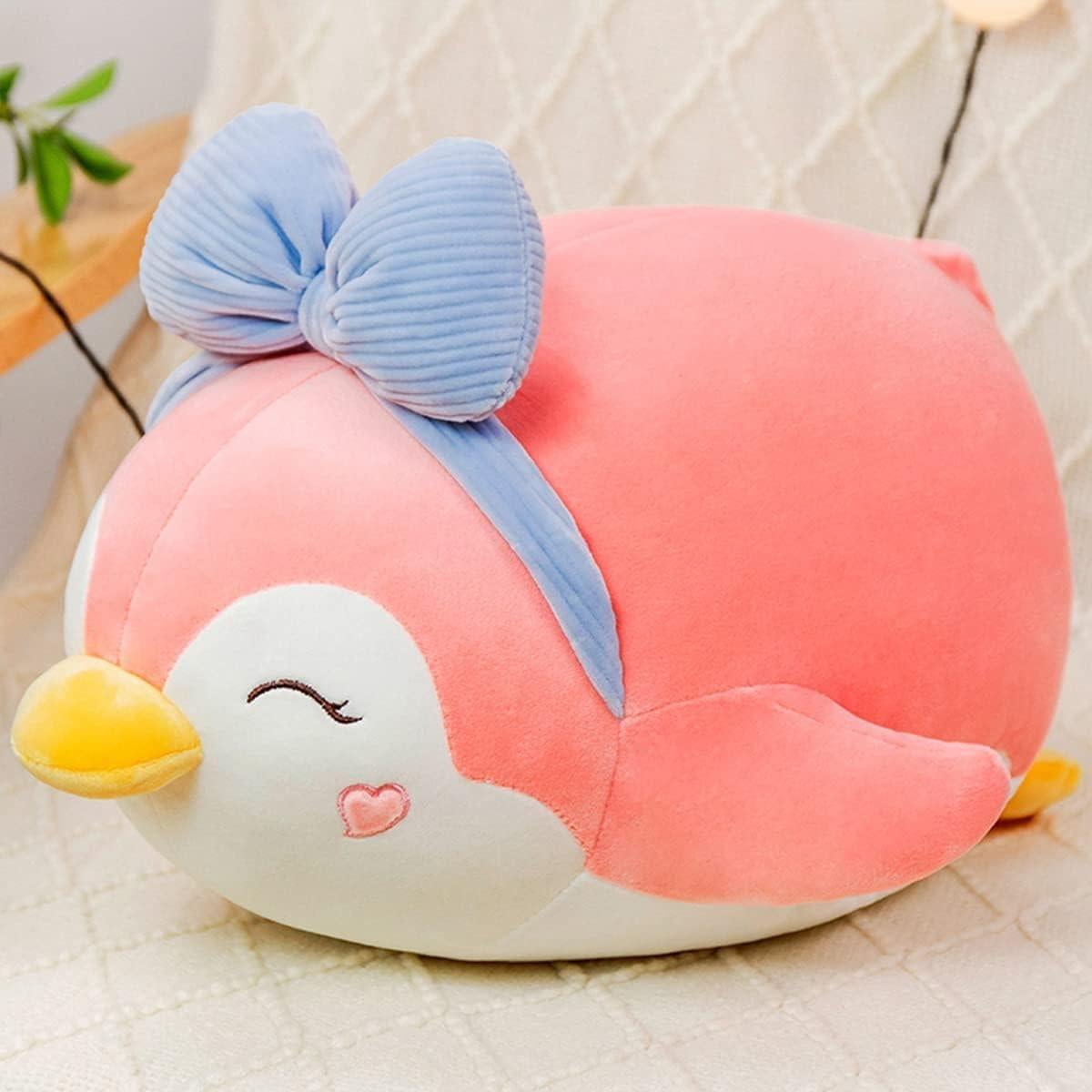 ARELUX Pink Penguin Plush Pillow Stuffed Animal Snuggly Pillow Cute Plush Toy Snuggle Buddy Plushie Kawaii Soft Hugging Pillow for Kids Boys Girls 23.6in