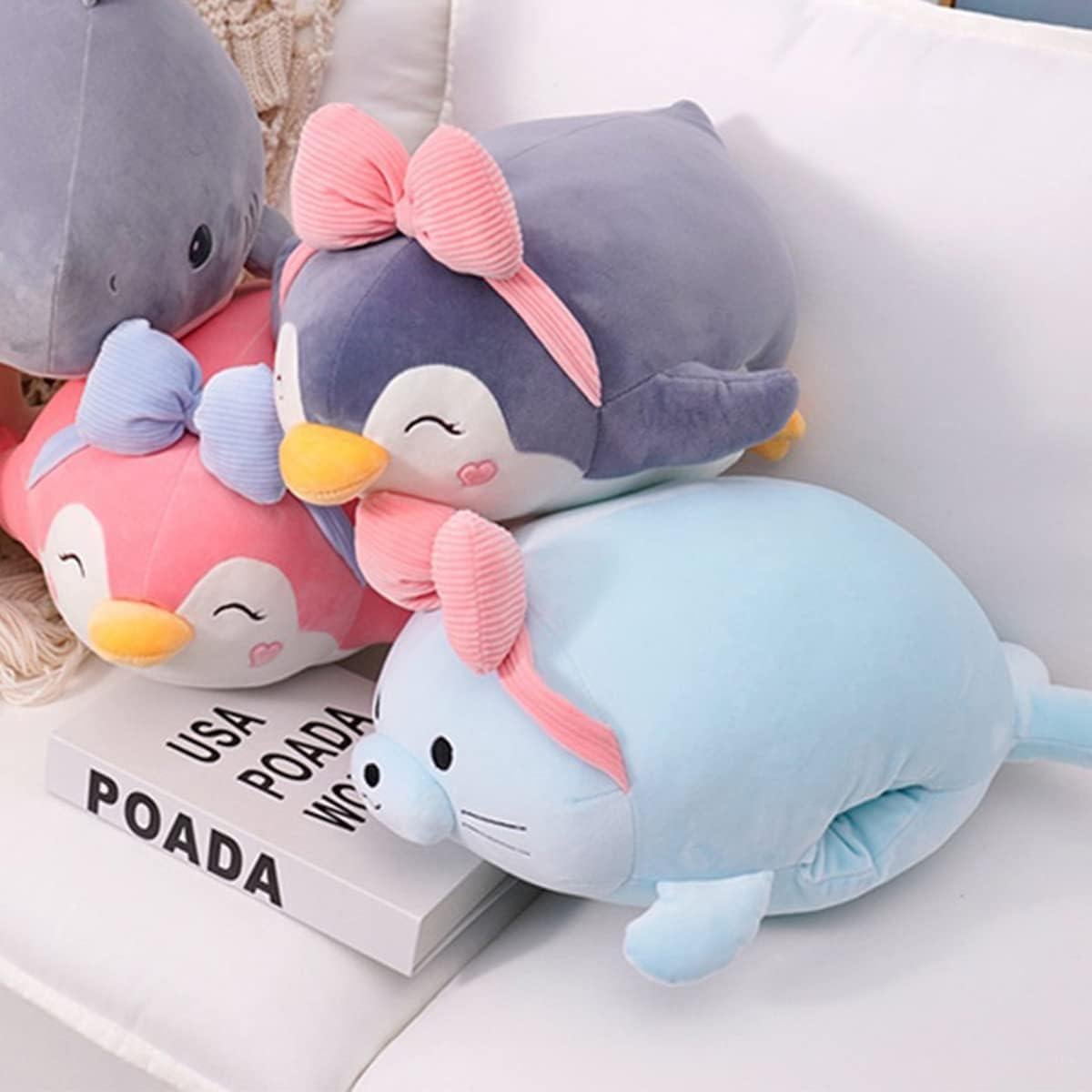 ARELUX Pink Penguin Plush Pillow Stuffed Animal Snuggly Pillow Cute Plush Toy Snuggle Buddy Plushie Kawaii Soft Hugging Pillow for Kids Boys Girls 23.6in