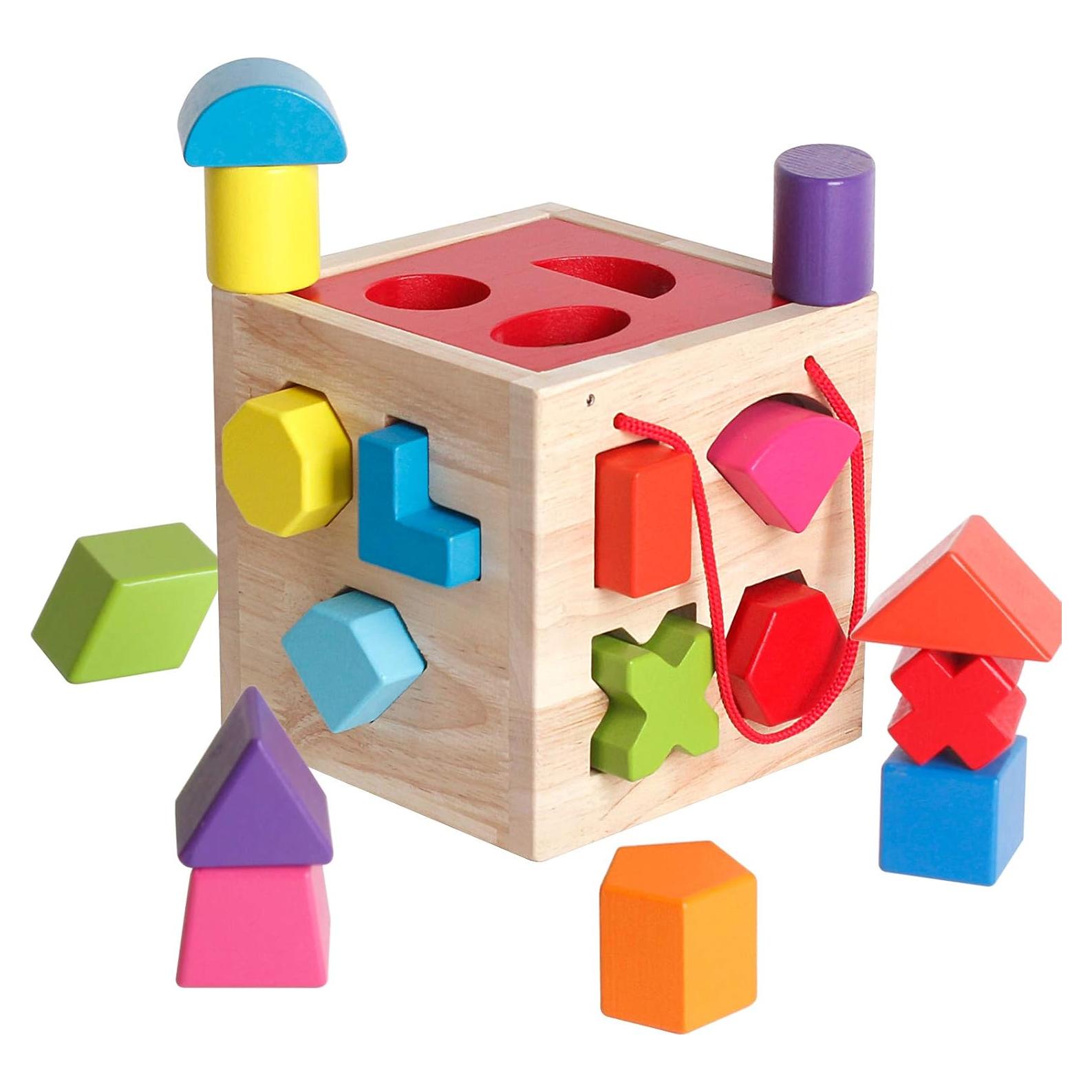 BESTAMTOY Juguete Clasificador de Formas de Madera 17 Piezas