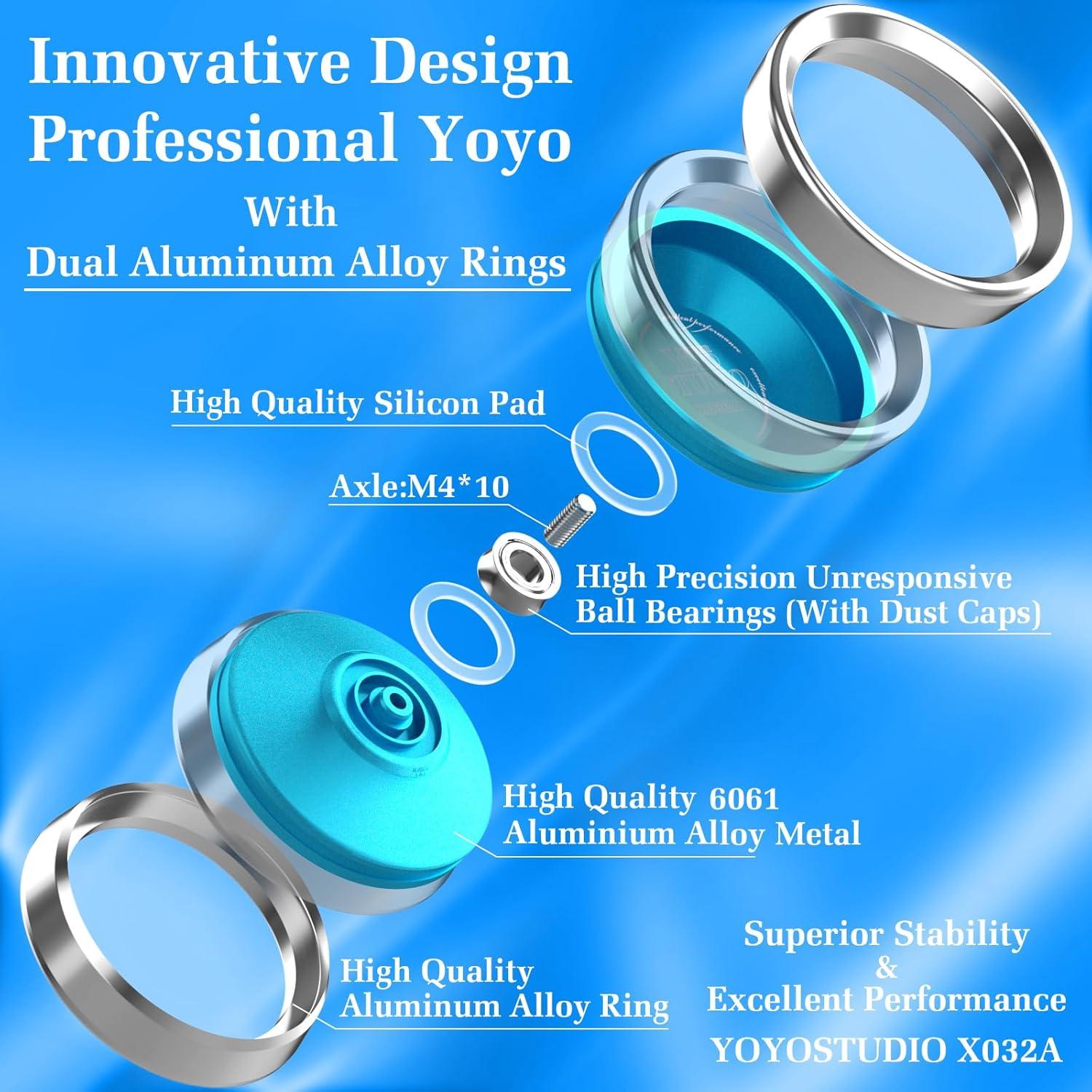 Yoyo Profesional YOYOSTUDIO X032A Azul con Anillos de Aluminio