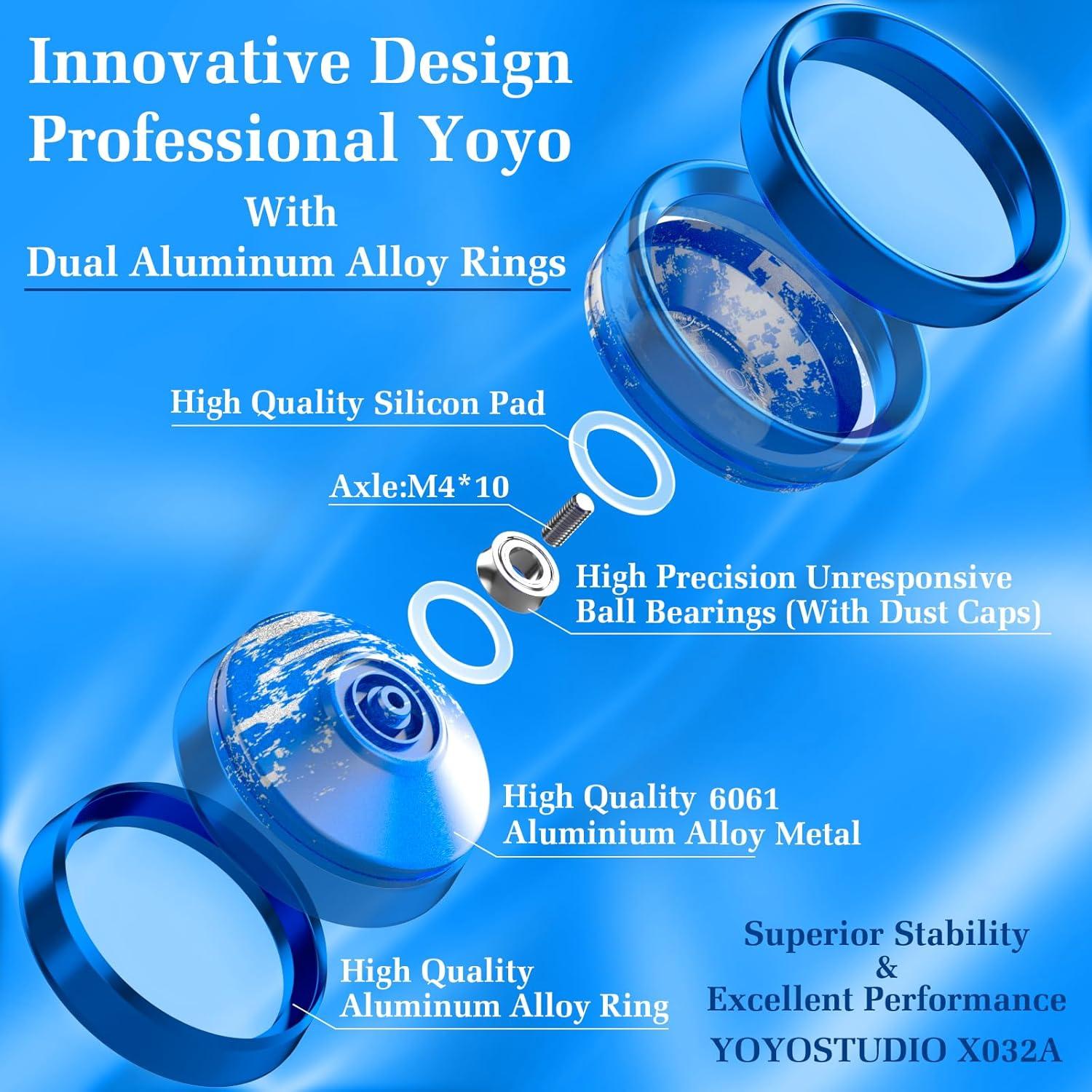 Yoyo Profesional YOYOSTUDIO X032A Azul Plata con Cuerdas