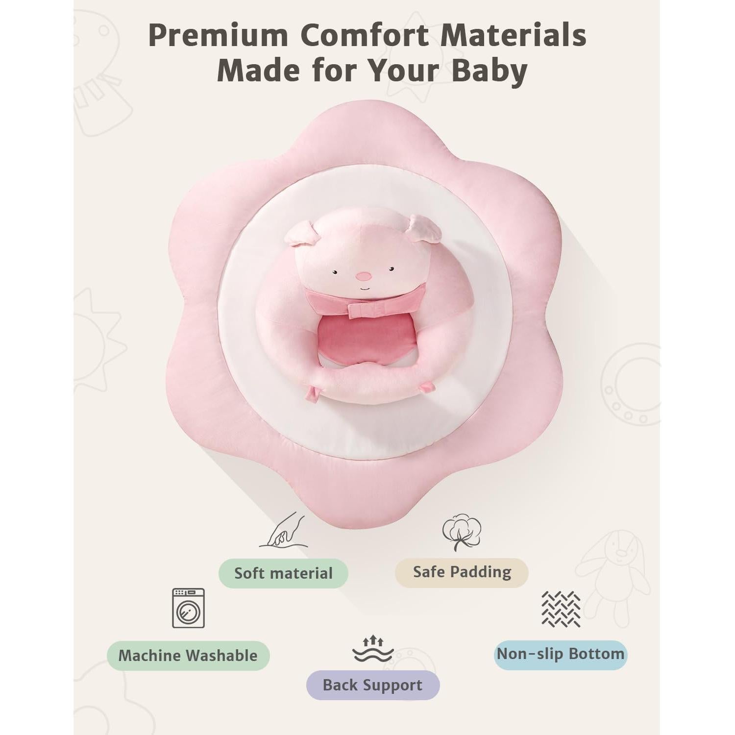 Alfombra de Juego 3 en 1 para Bebés Rosa con Asiento y Juguetes