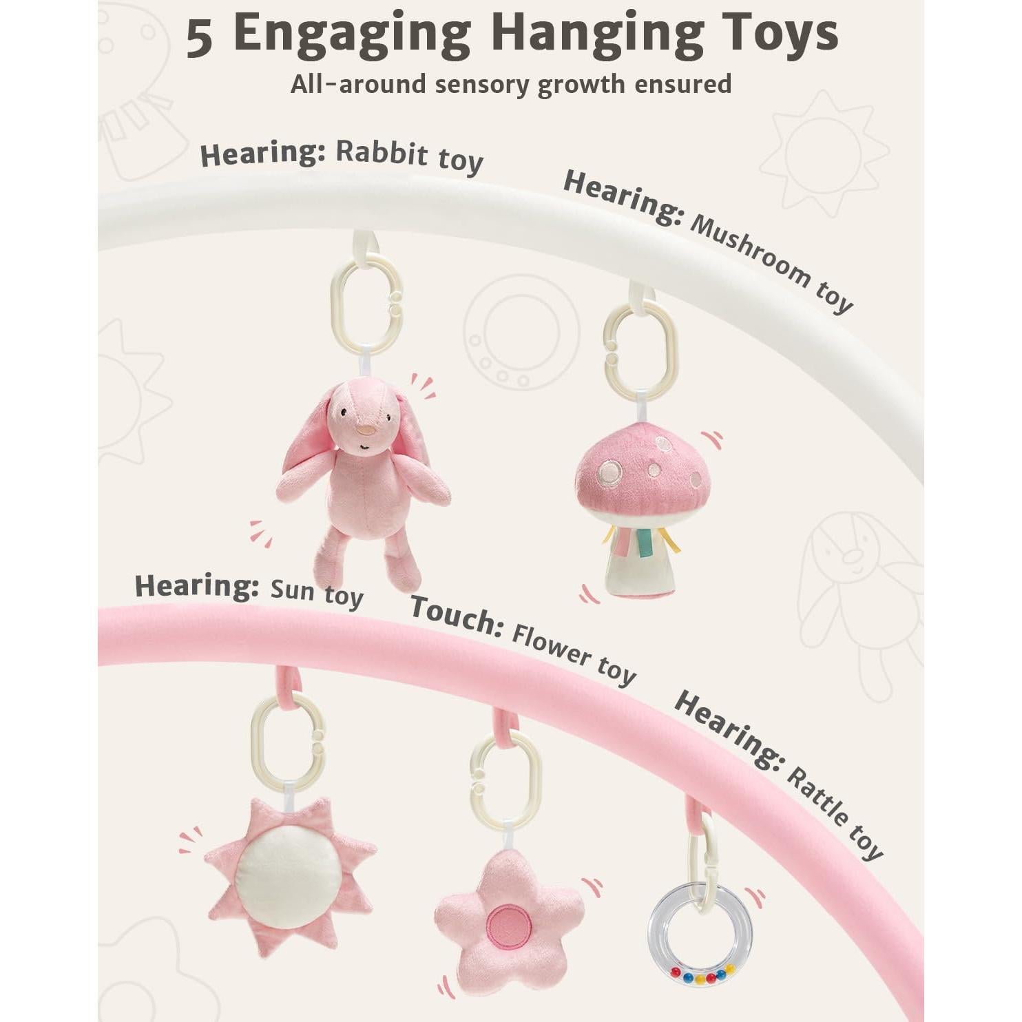 Alfombra de Juego 3 en 1 para Bebés Rosa con Asiento y Juguetes