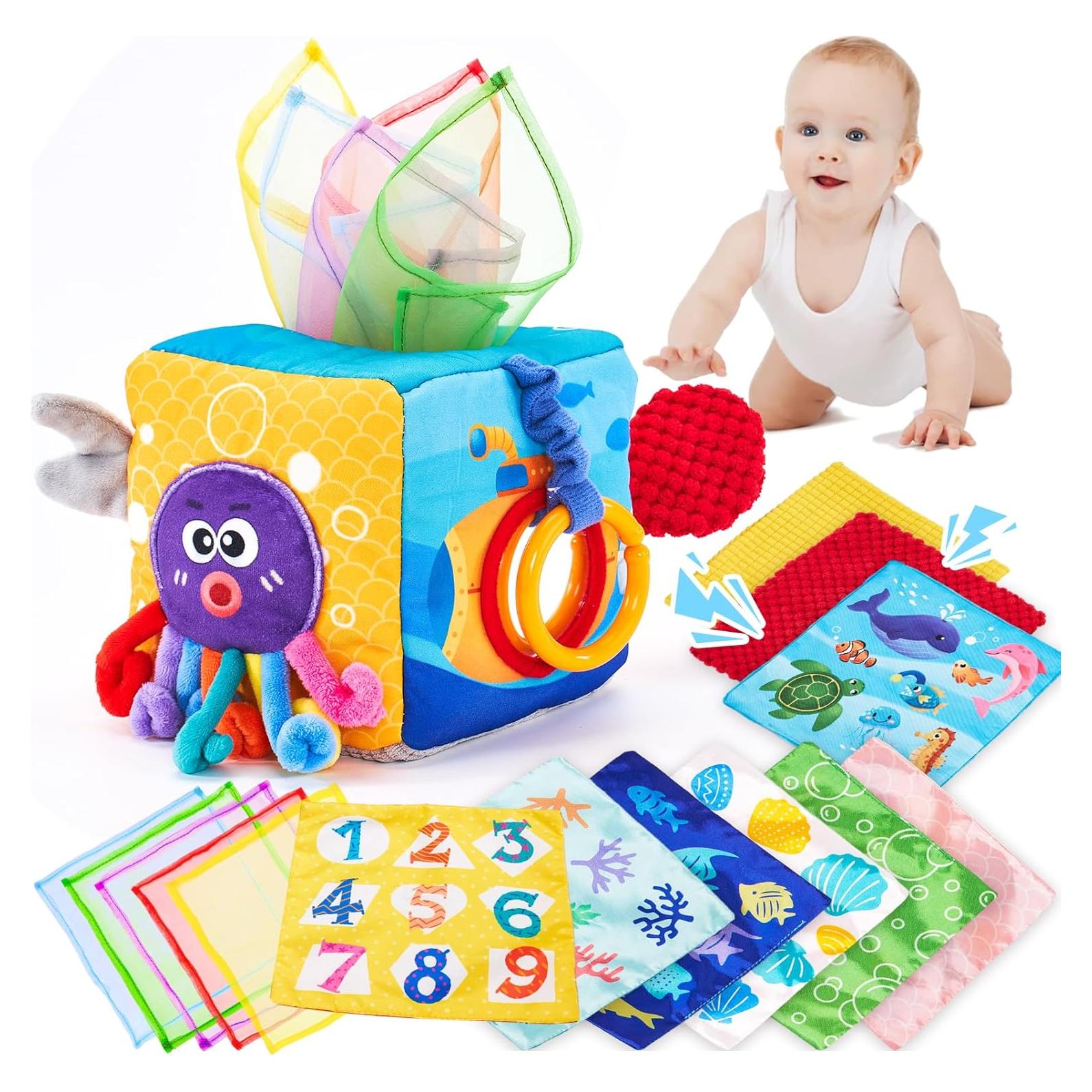 Caja de Pañuelos para Bebés Hahaland - Juguete Sensorial 6-12 Meses