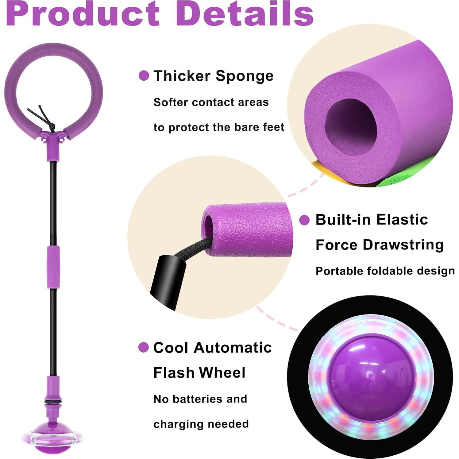 Pelota Saltarina VITTYL Púrpura Plegable para Niños y Adultos