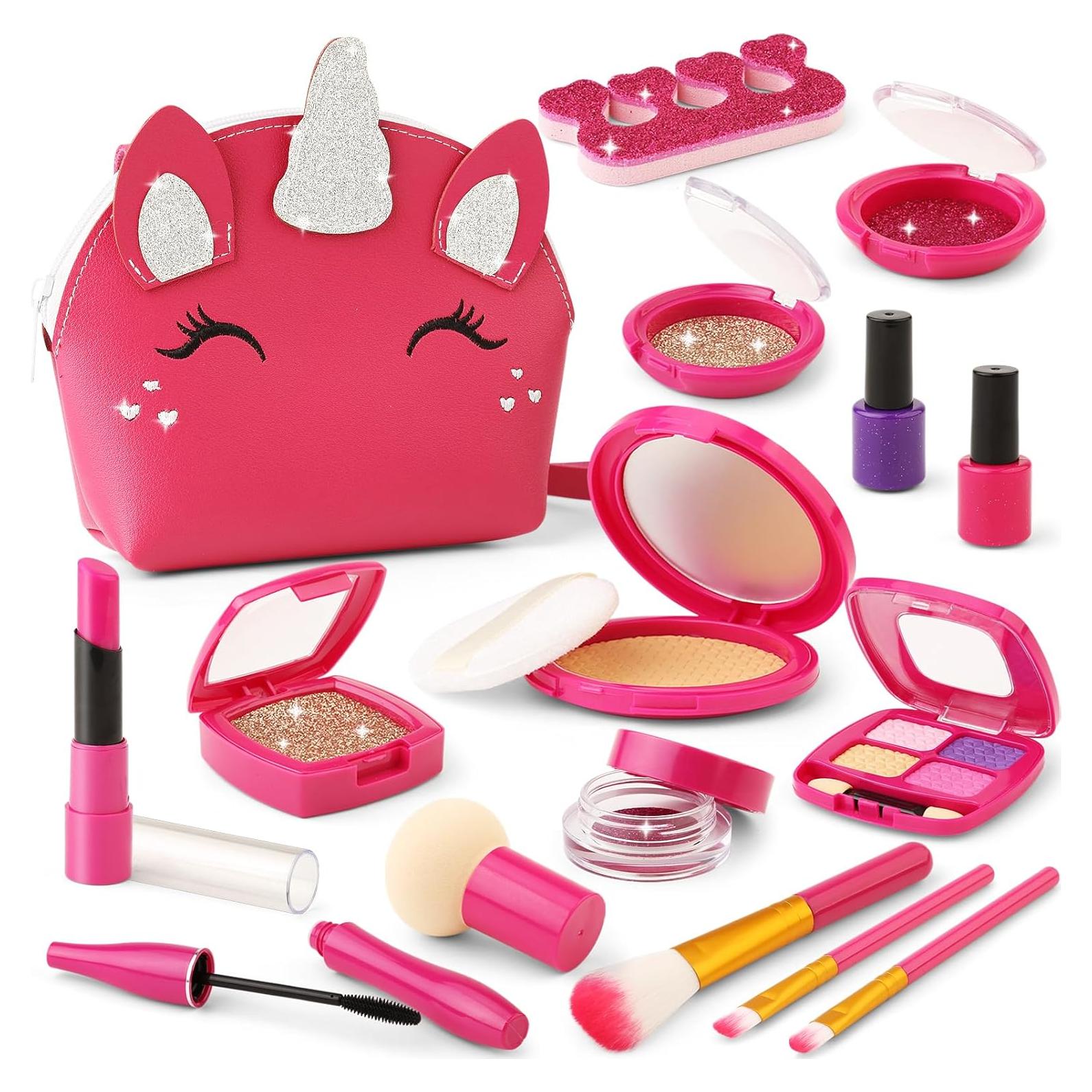 Kit de Maquillaje Falso WESAYEE para Niñas 3-7 Años con Bolso