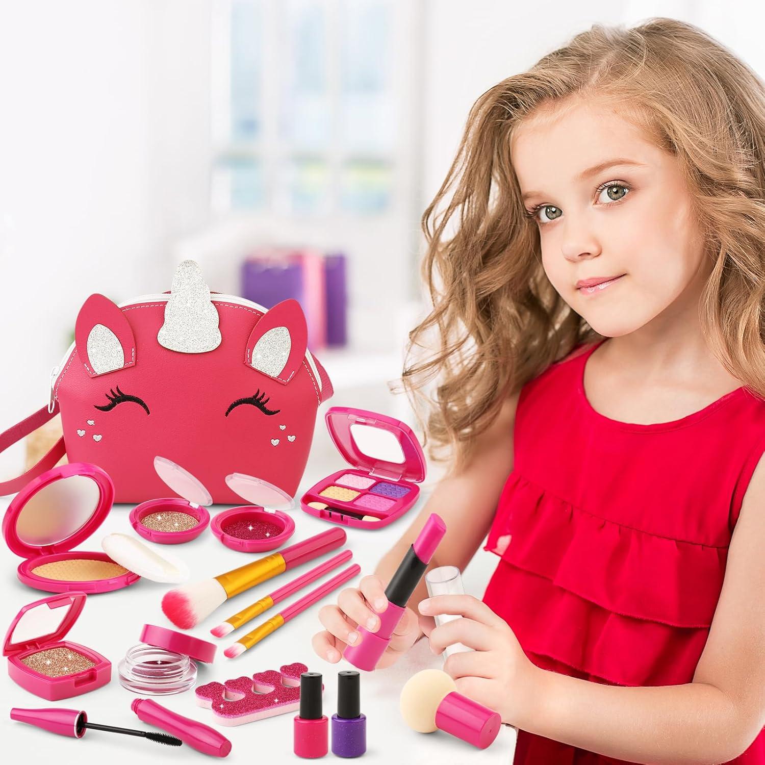 Kit de Maquillaje Falso WESAYEE para Niñas 3-7 Años con Bolso