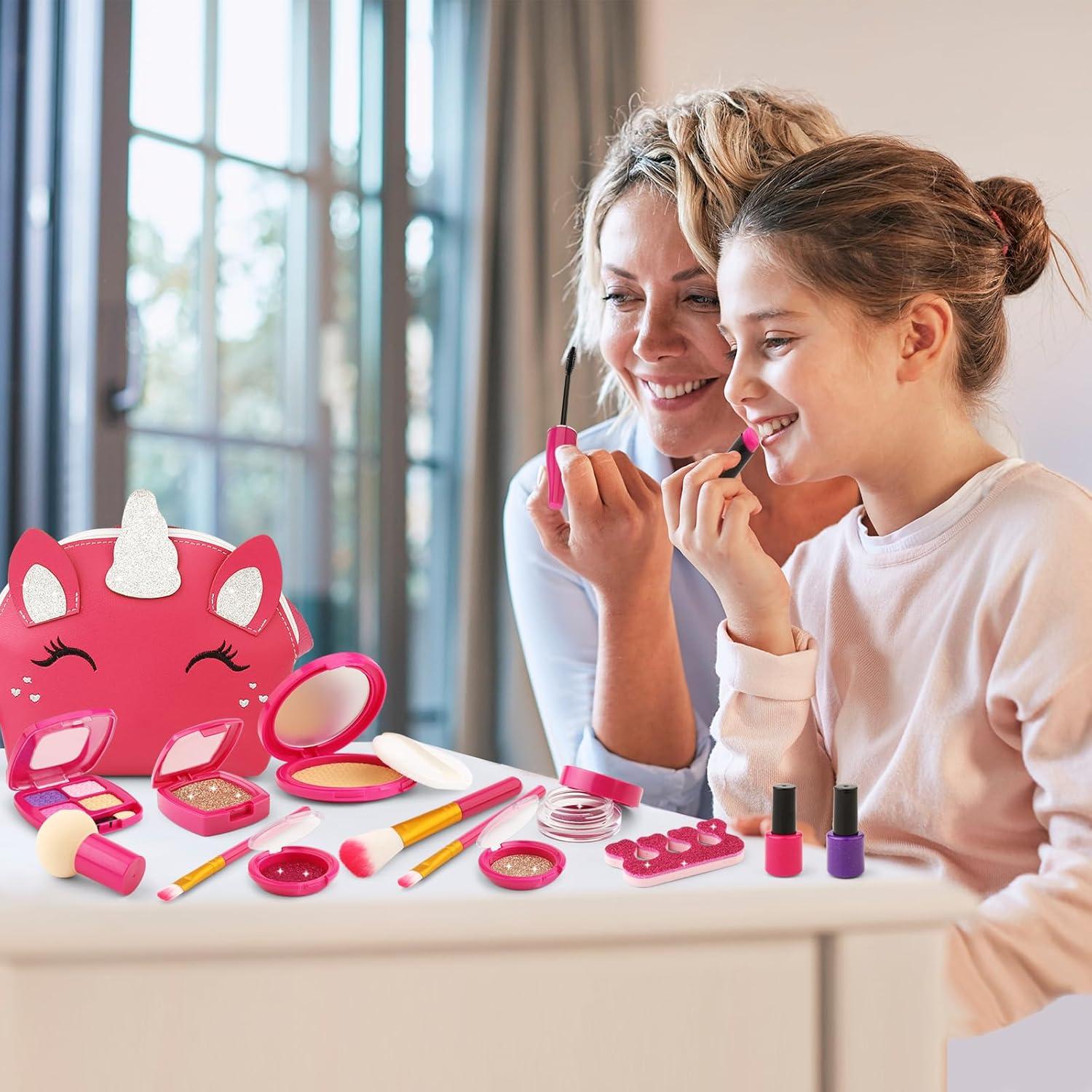 Kit de Maquillaje Falso WESAYEE para Niñas 3-7 Años con Bolso
