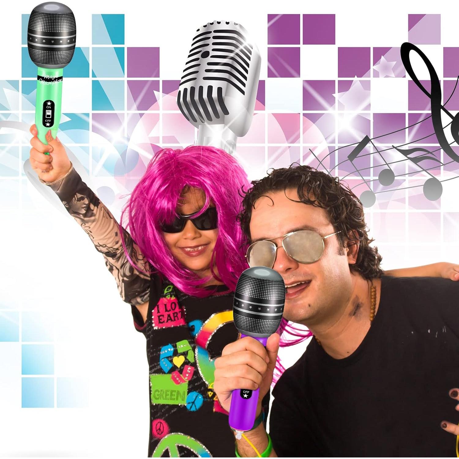 60 Piezas Micrófonos Inflables Zhanmai 25 cm Colores Variados