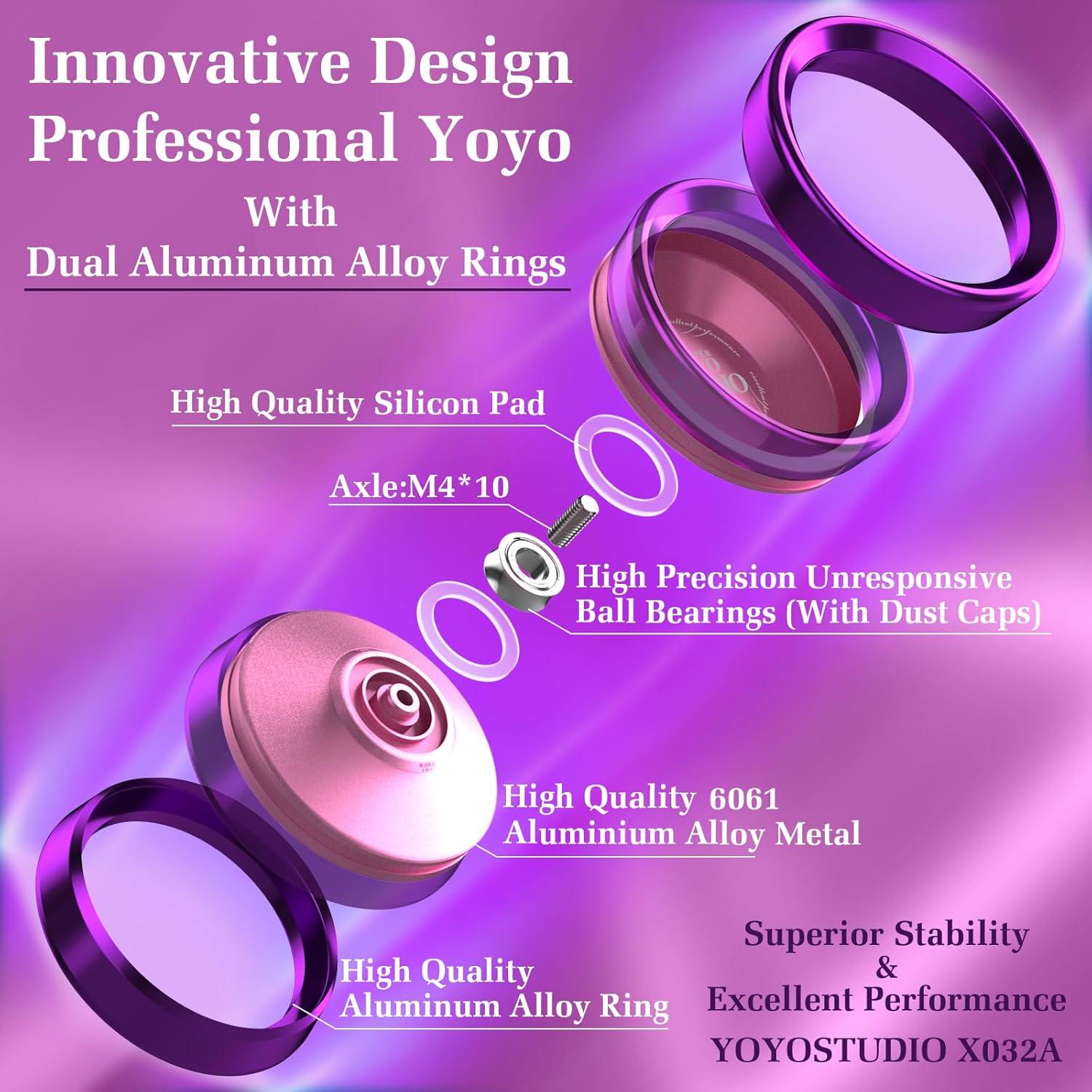 Yoyo Profesional YOYOSTUDIO Rosa con Anillos de Aluminio