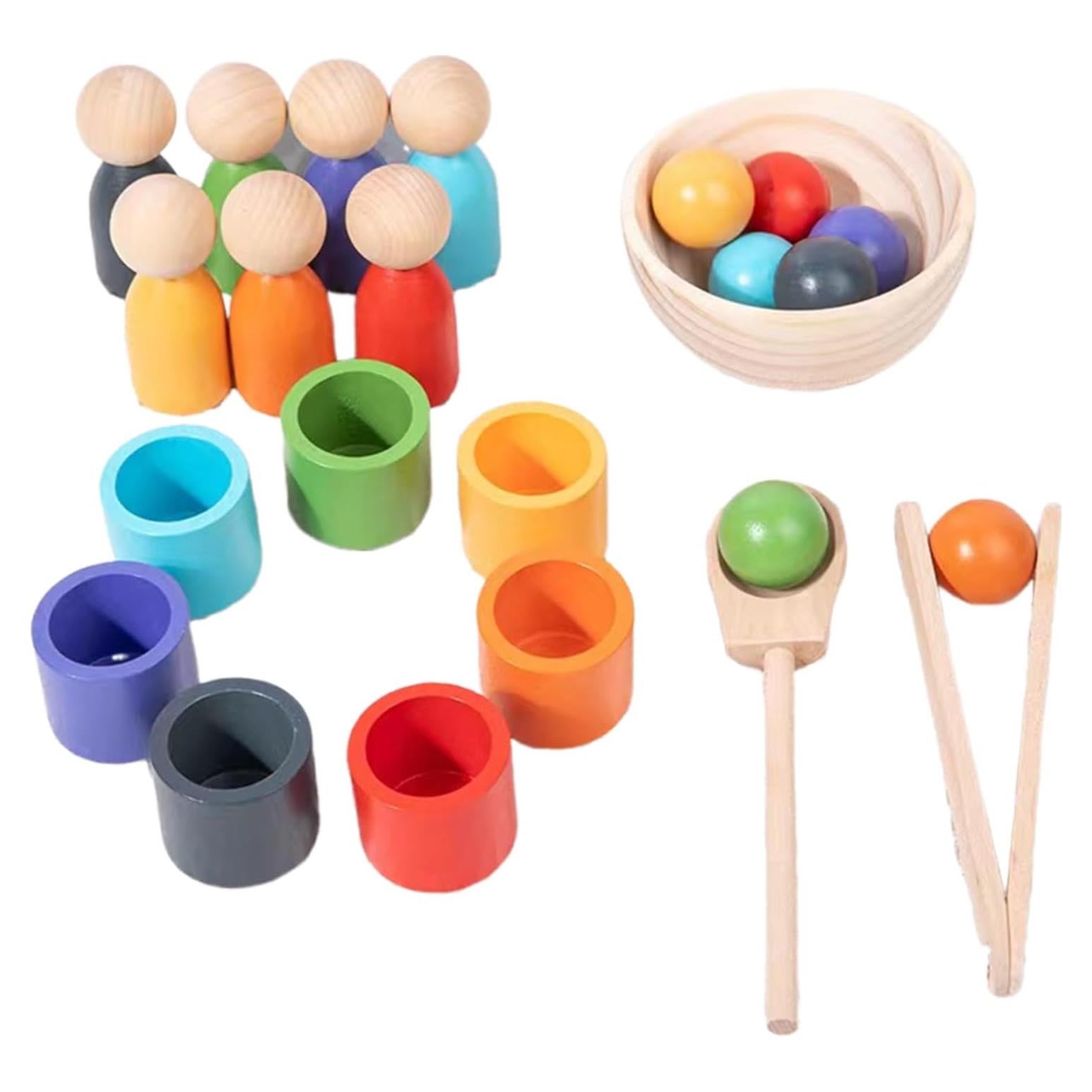Juguete Montessori Clasificador de Colores Woodenfun 7 Pelotas