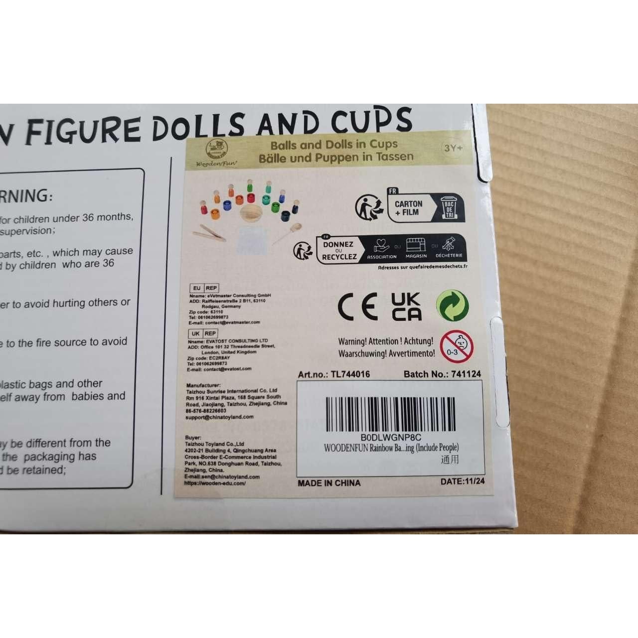 Juguete Montessori Clasificador de Colores Woodenfun 7 Pelotas