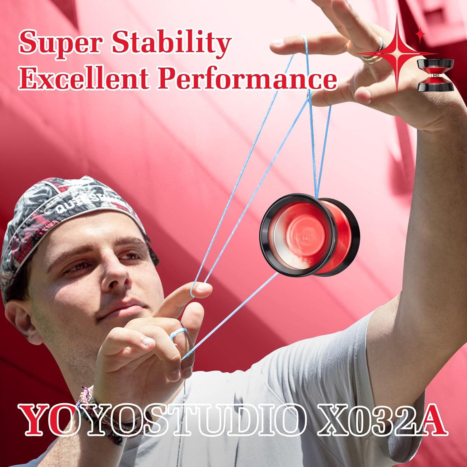 Yoyo Profesional YOYOSTUDIO X032A Rojo y Plata con Cuerdas