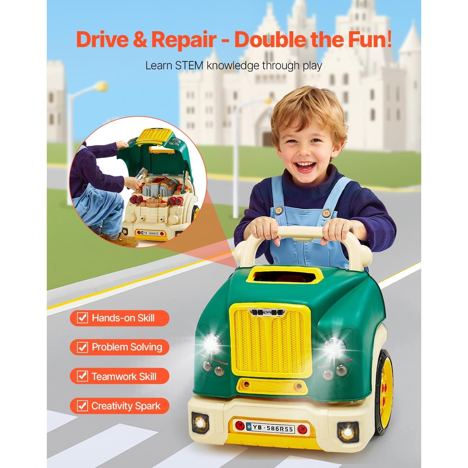 Juguete Mecánico VEVOR 60 Piezas Motor Verde para Niños 3+