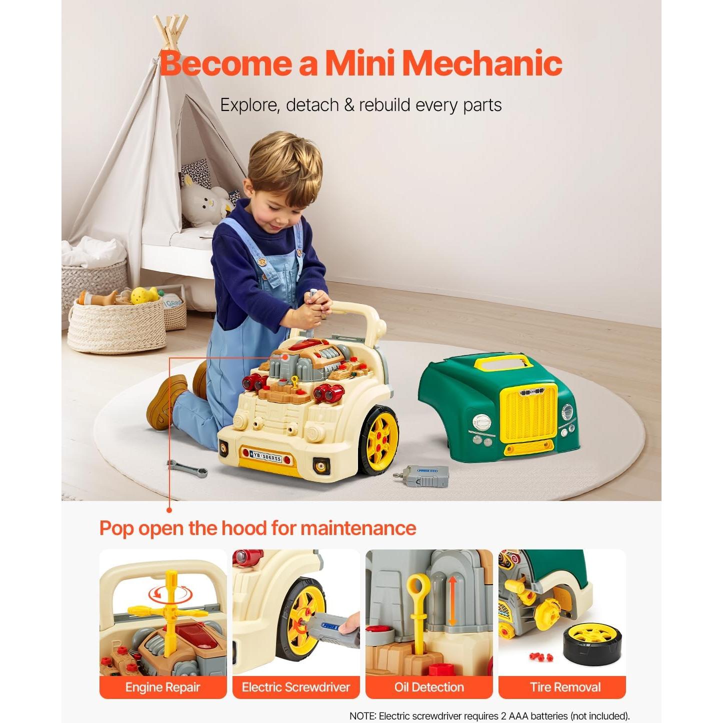 Juguete Mecánico VEVOR 60 Piezas Motor Verde para Niños 3+