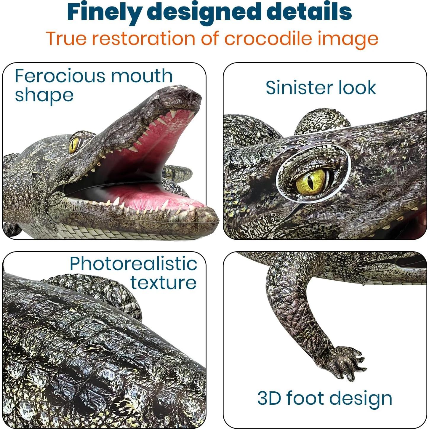 Cocodrilo Inflable Realista HOHQB 101.6 cm para Fiesta y Piscina