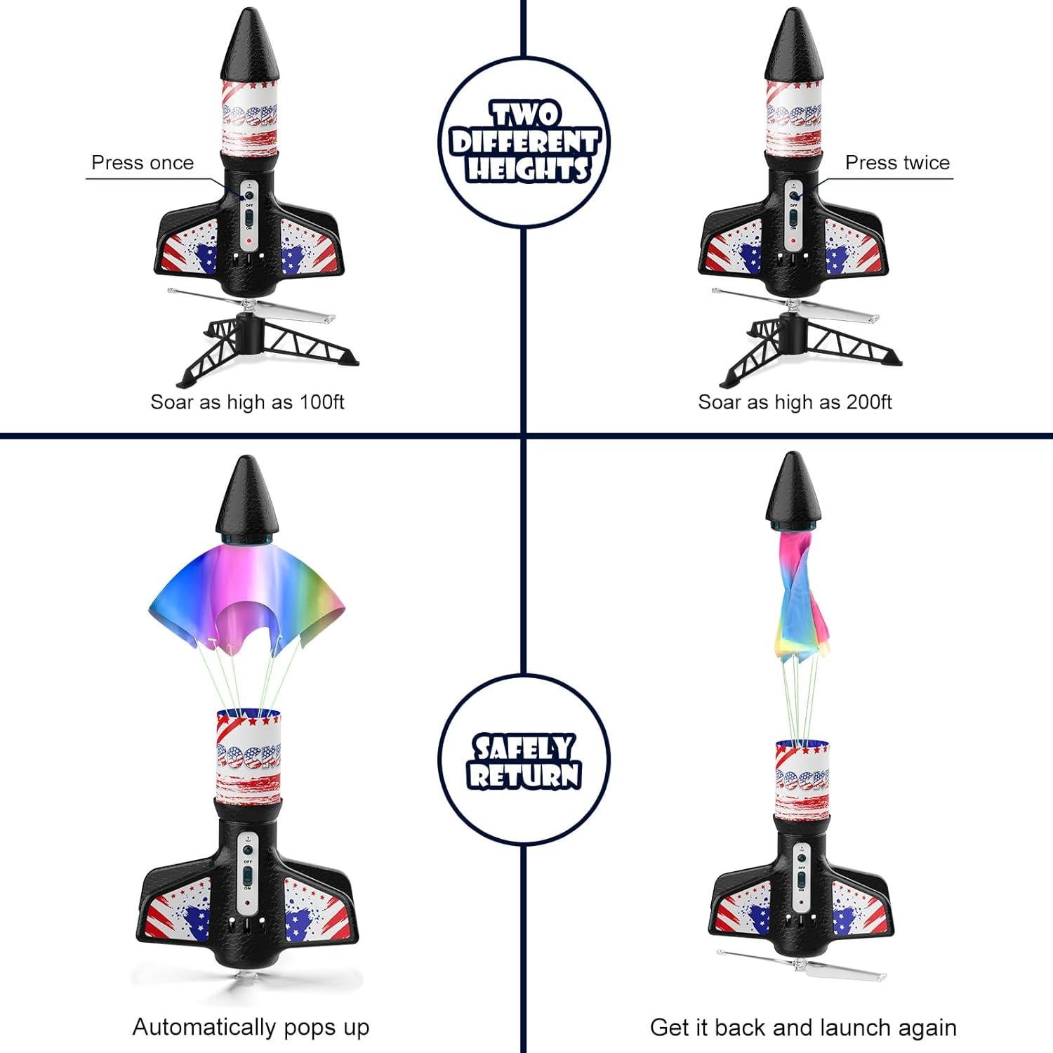 Lanzador de Cohetes Mafbeanl NO.2231A, Juguete Recargable 61m