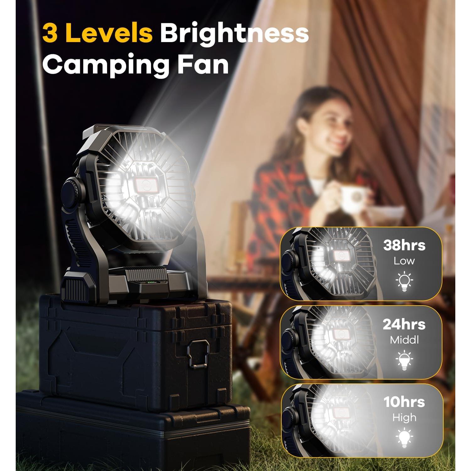 Ventilador de Camping DOWILLDO X23 con Linterna LED 10400mAh