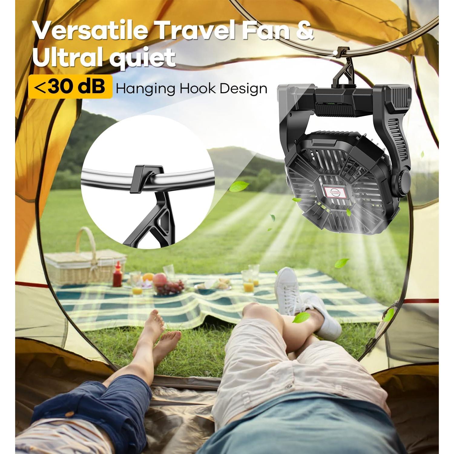 Ventilador de Camping DOWILLDO X23 con Linterna LED 10400mAh