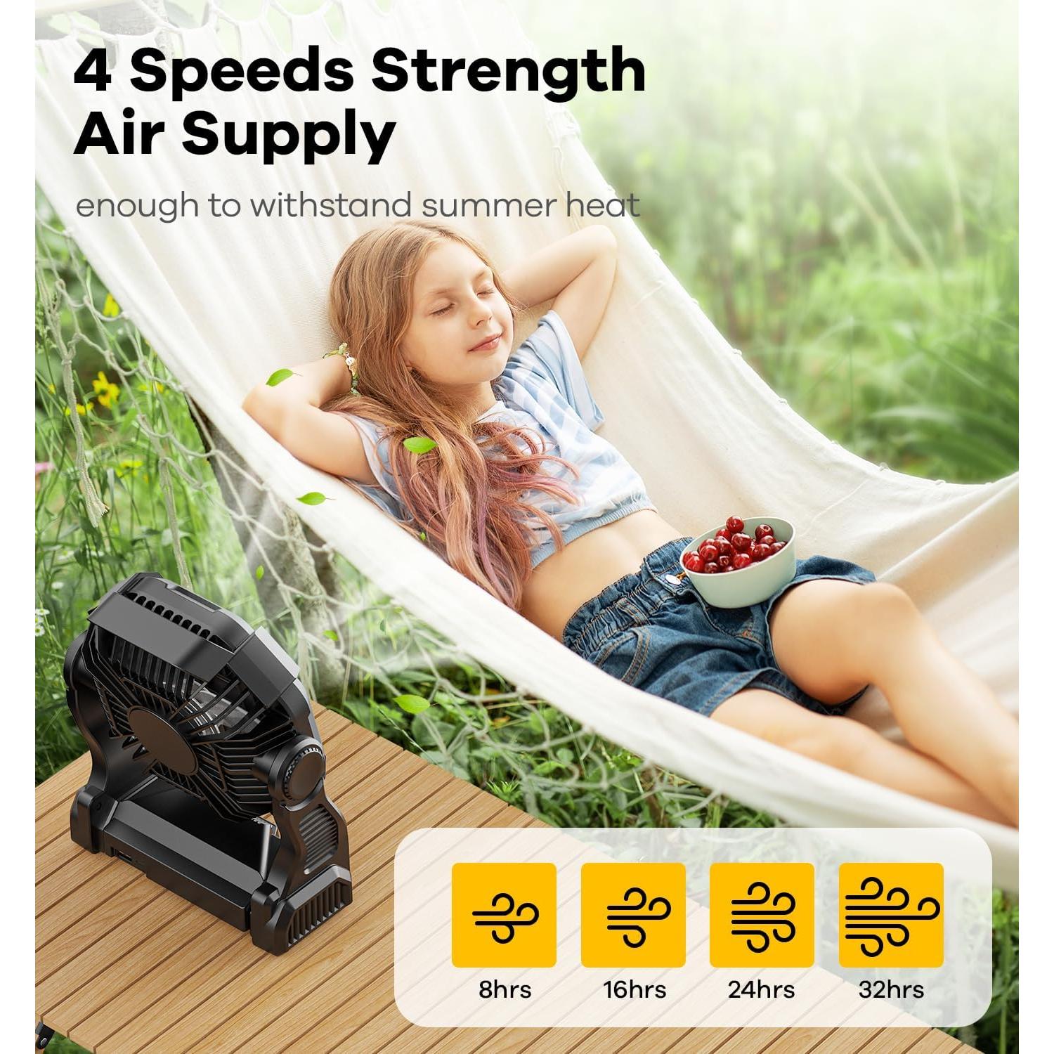 Ventilador de Camping DOWILLDO X23 con Linterna LED 10400mAh