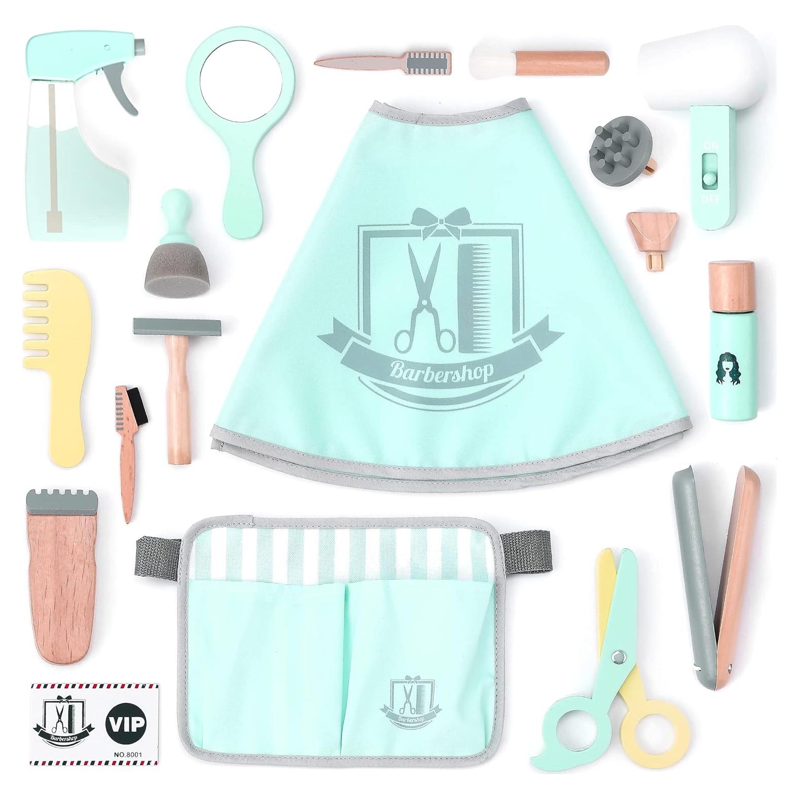 Juego de Peluquería Infantil de Madera UMU - 18 Piezas