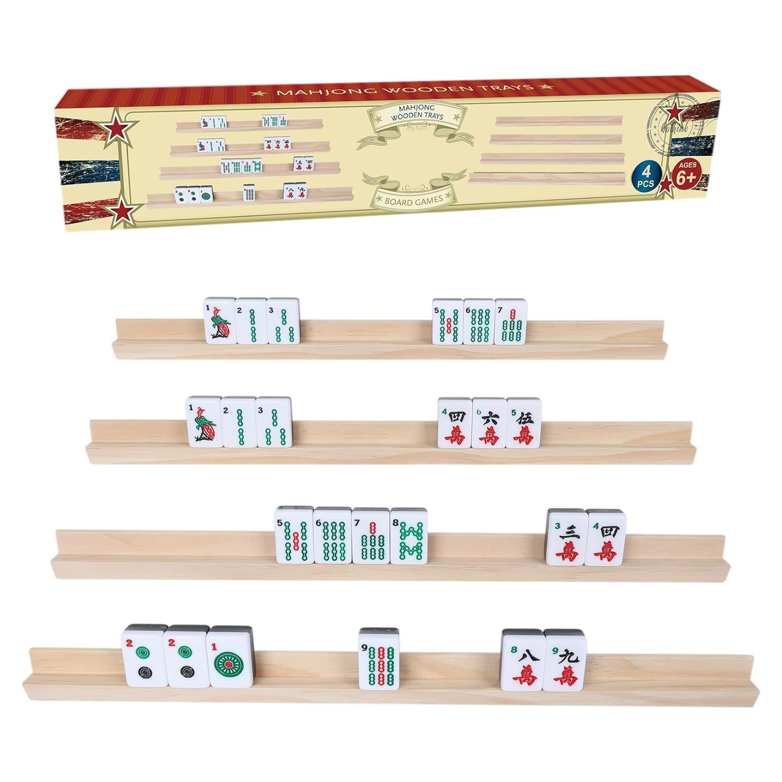 Set de 4 Soportes de Madera para Mahjong GOTHINK 38.1x3.05 cm