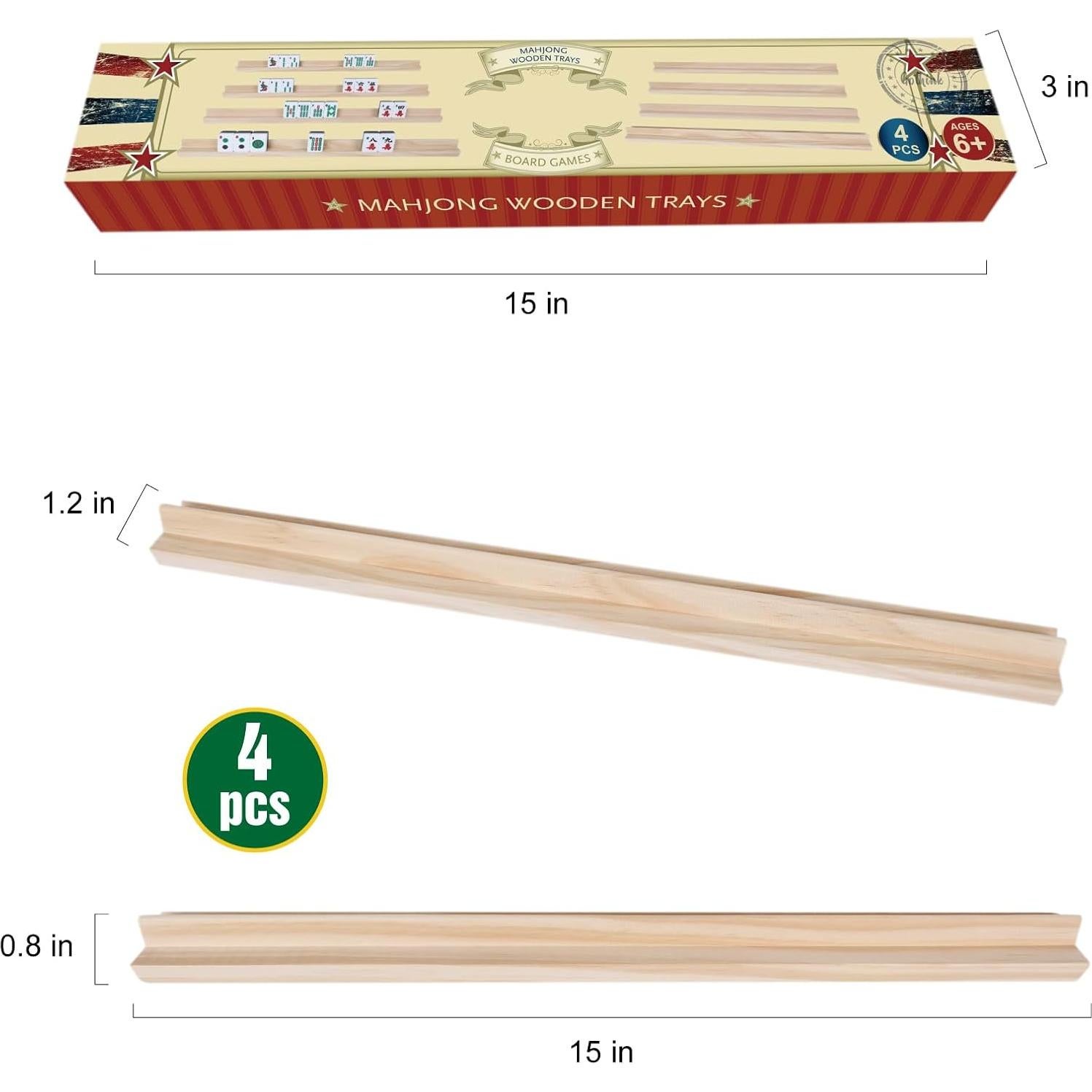 Set de 4 Soportes de Madera para Mahjong GOTHINK 38.1x3.05 cm