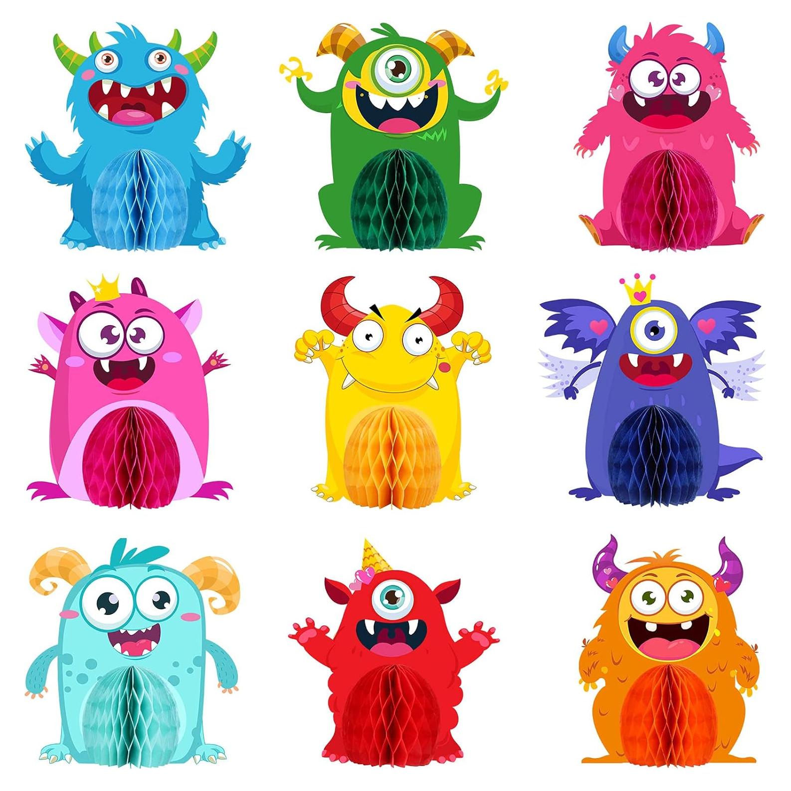 9 Centros de Mesa de Monstruo Pequeño Outus - Decoración Fiesta