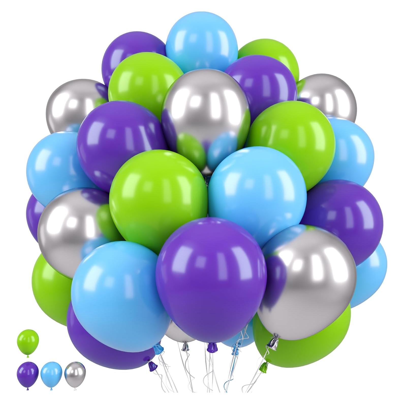Juego de Globos Morados Verdes Azules 12" Paready