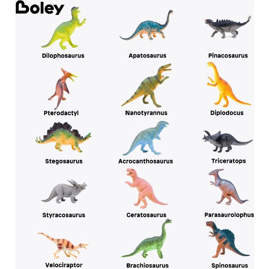 Paquete de 15 Dinosaurios de Juguete Boley - 18 cm
