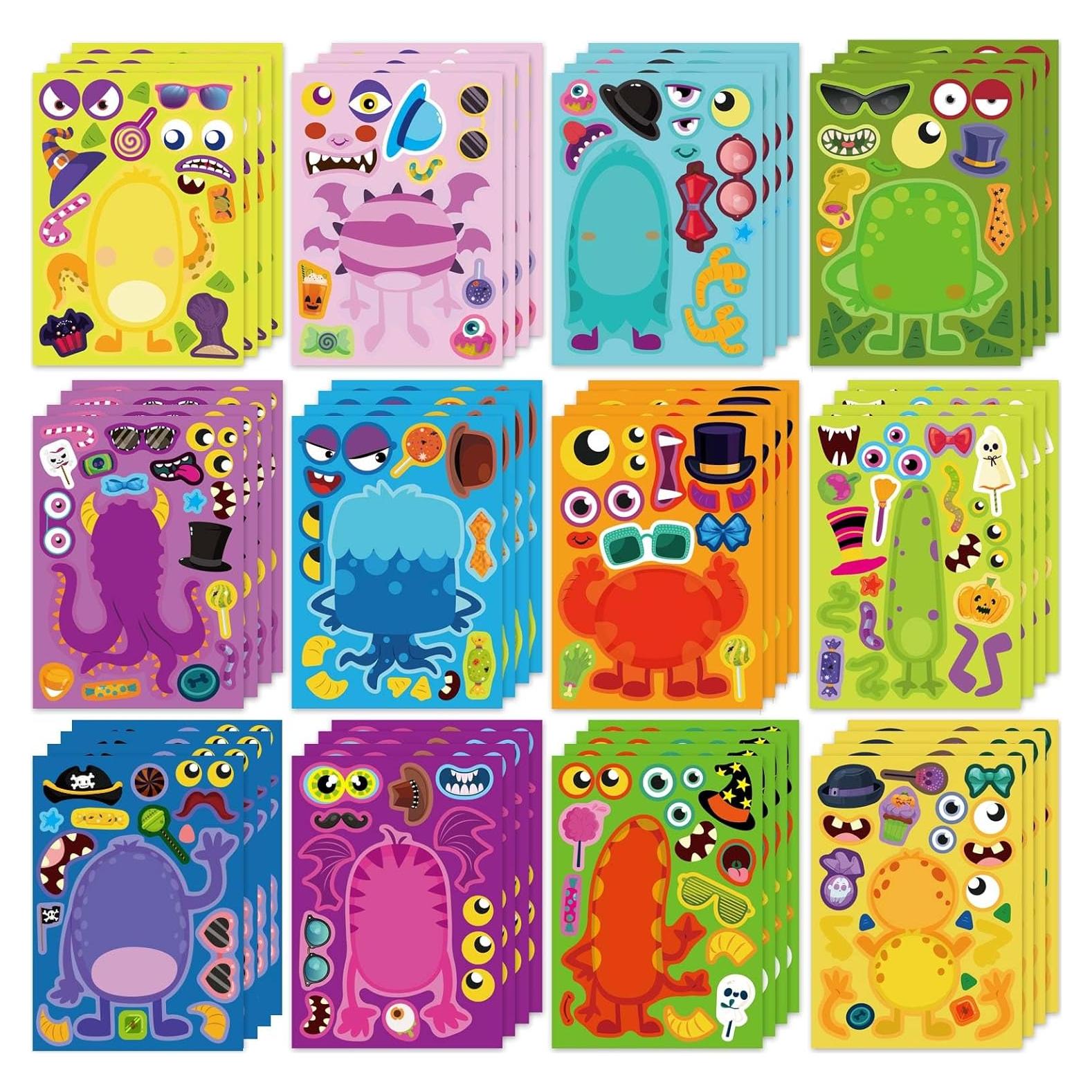 Pegatinas de Monstruo Halloween DUJAA 48 Piezas Brillantes